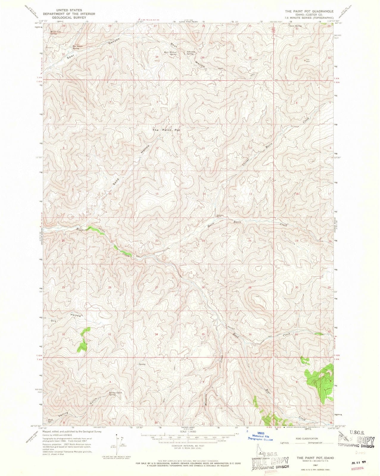 1967 The Paint Pot, ID - Idaho - USGS Topographic Map