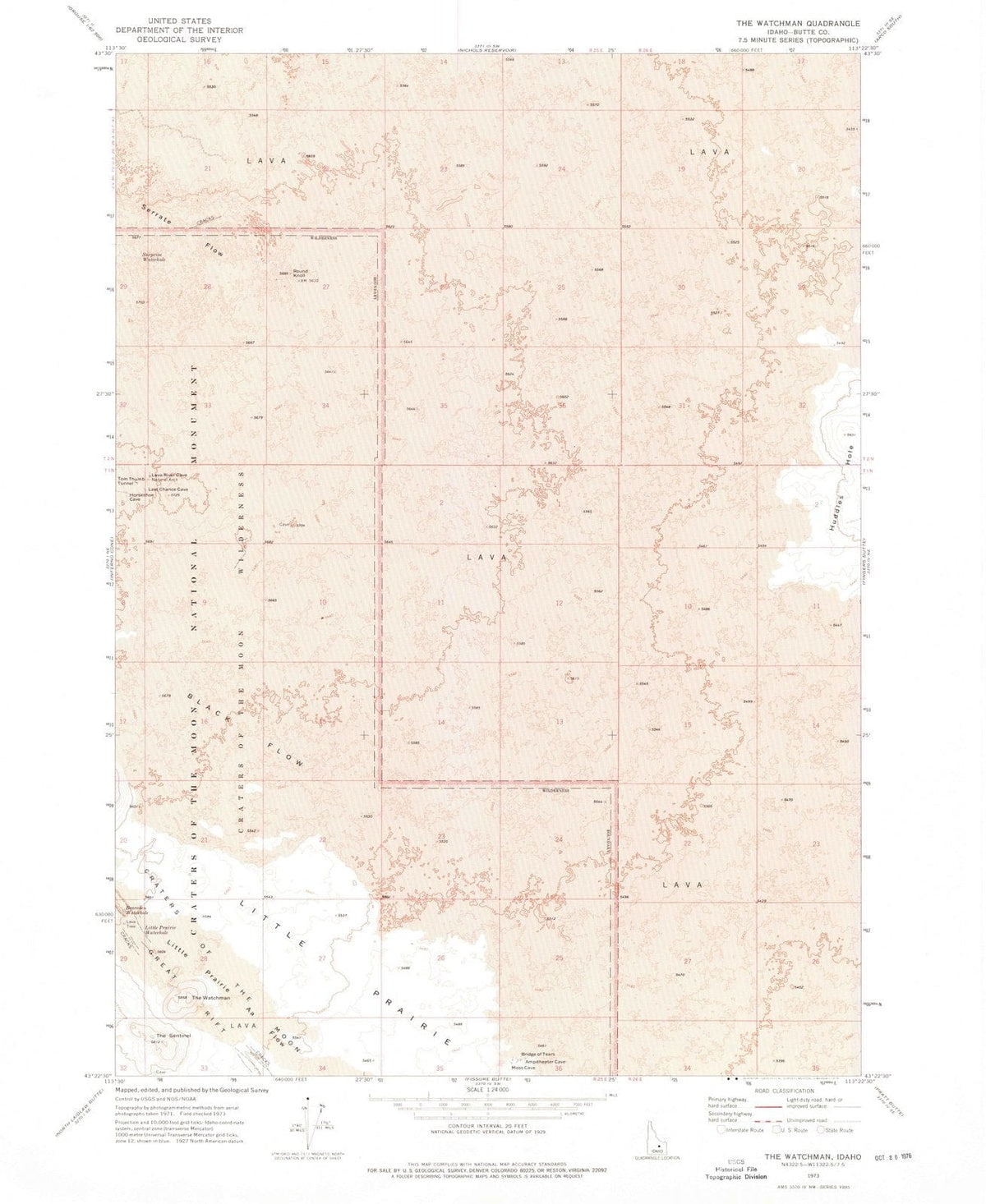 1973 The Watchman, ID - Idaho - USGS Topographic Map