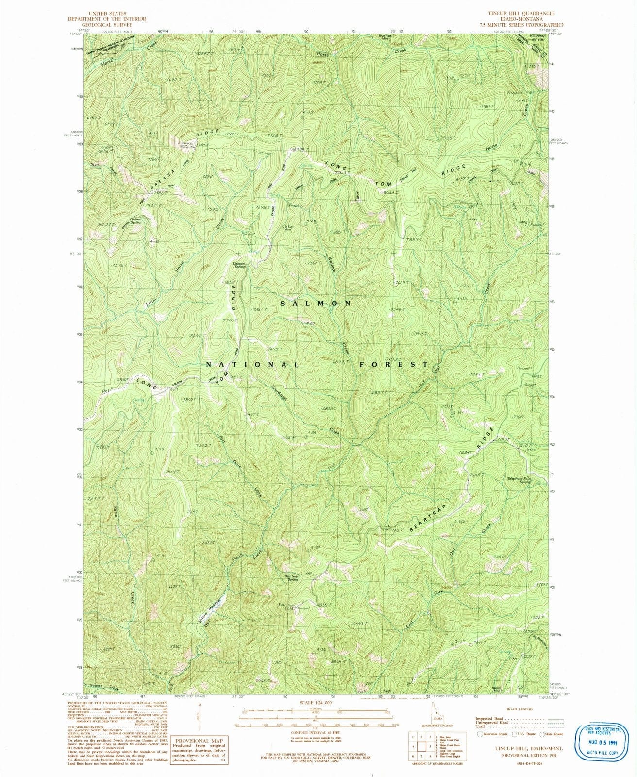 1991 Tincup Hill, ID - Idaho - USGS Topographic Map