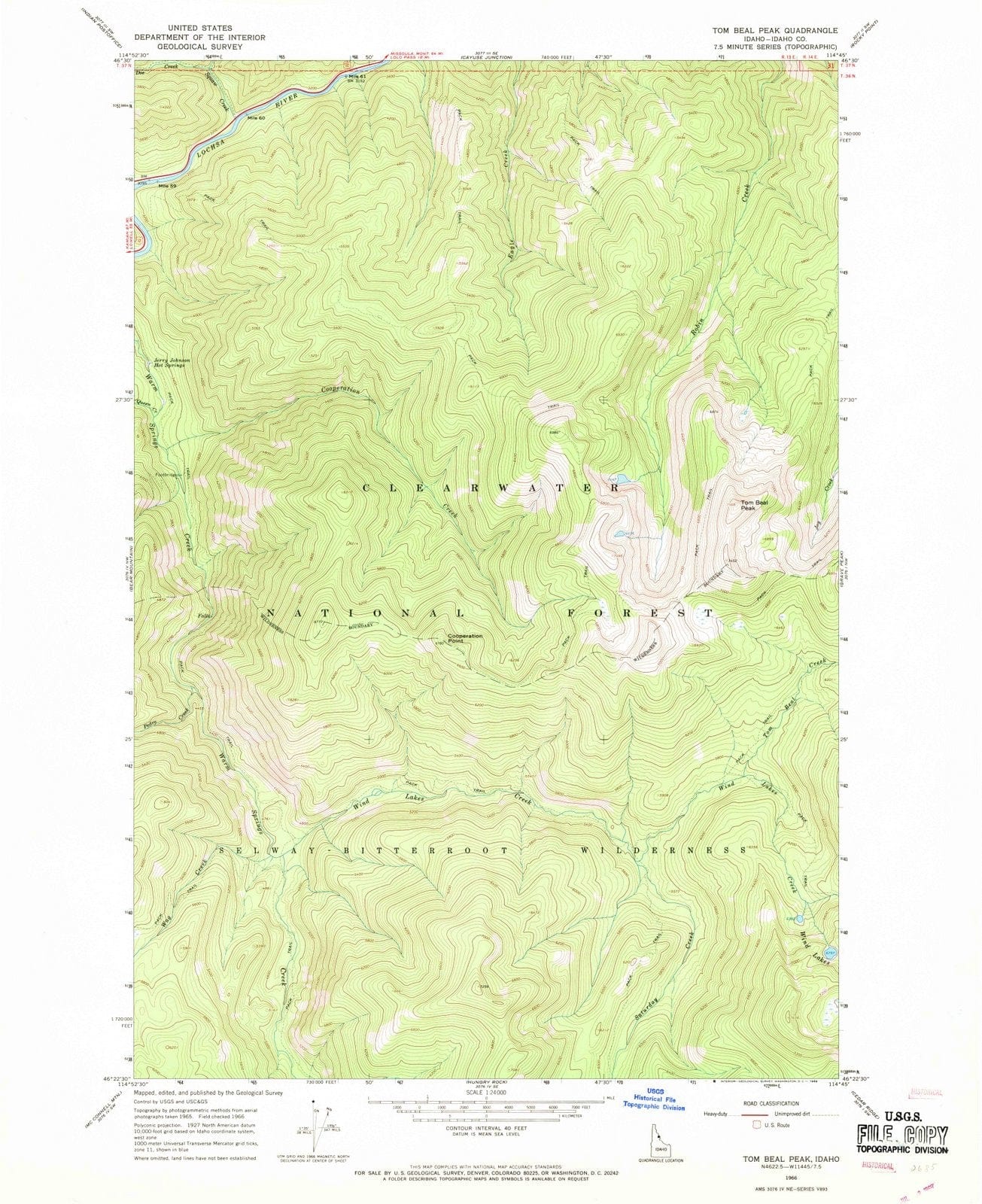 1966 Tom Beal Peak, ID - Idaho - USGS Topographic Map