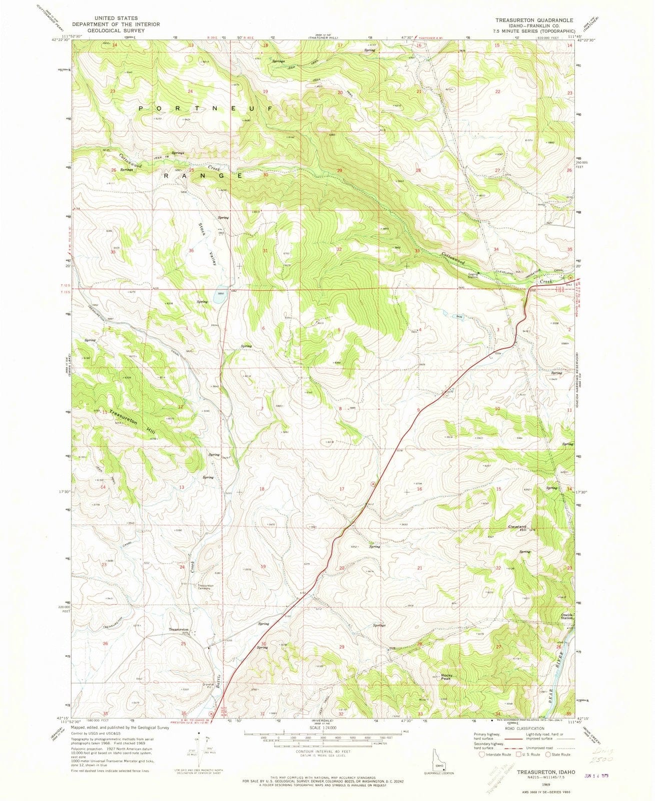 1969 Treasureton, ID - Idaho - USGS Topographic Map