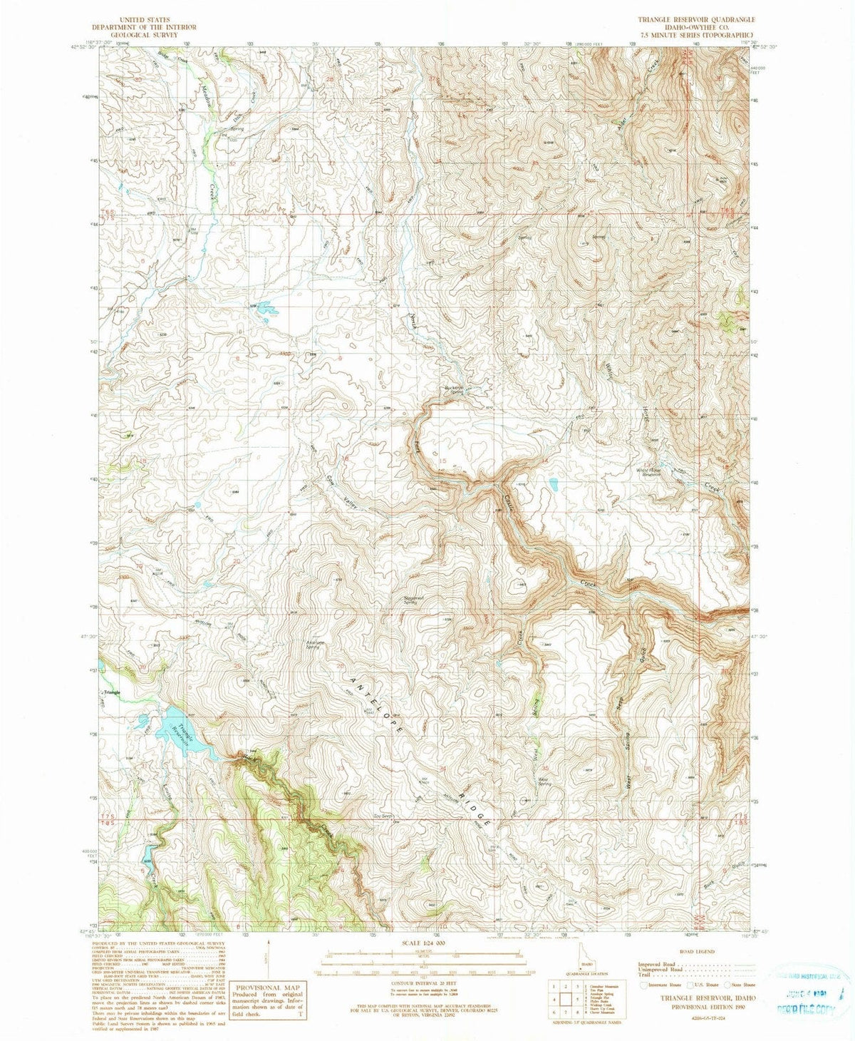 1990 Triangle Reservoir, ID - Idaho - USGS Topographic Map
