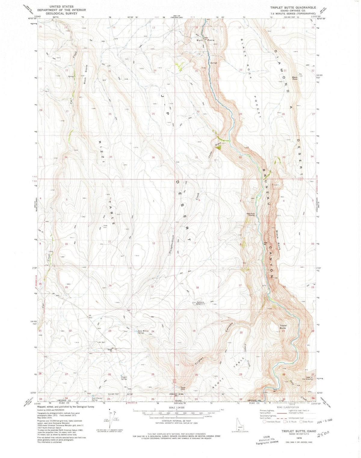 1979 Triplet Butte, ID - Idaho - USGS Topographic Map