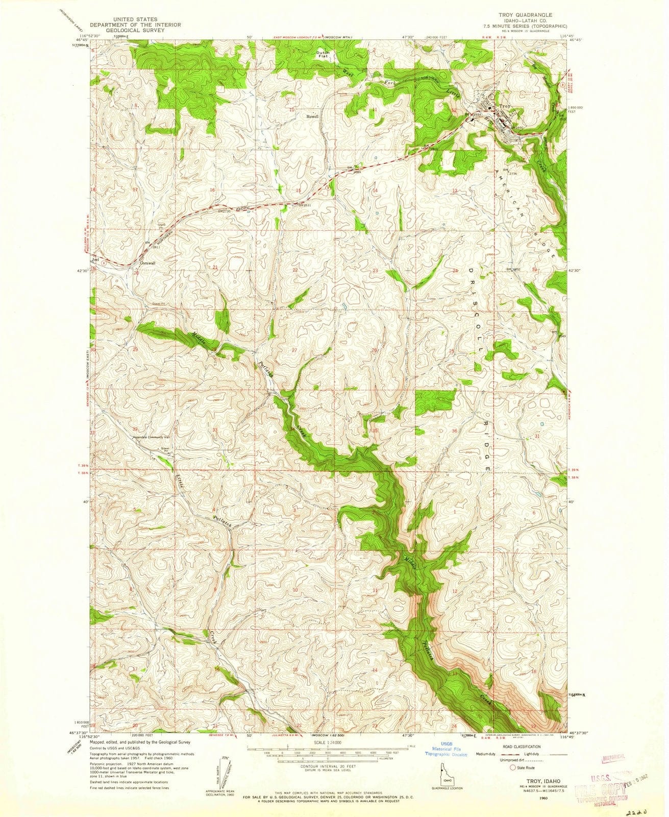 1960 Troy, ID - Idaho - USGS Topographic Map
