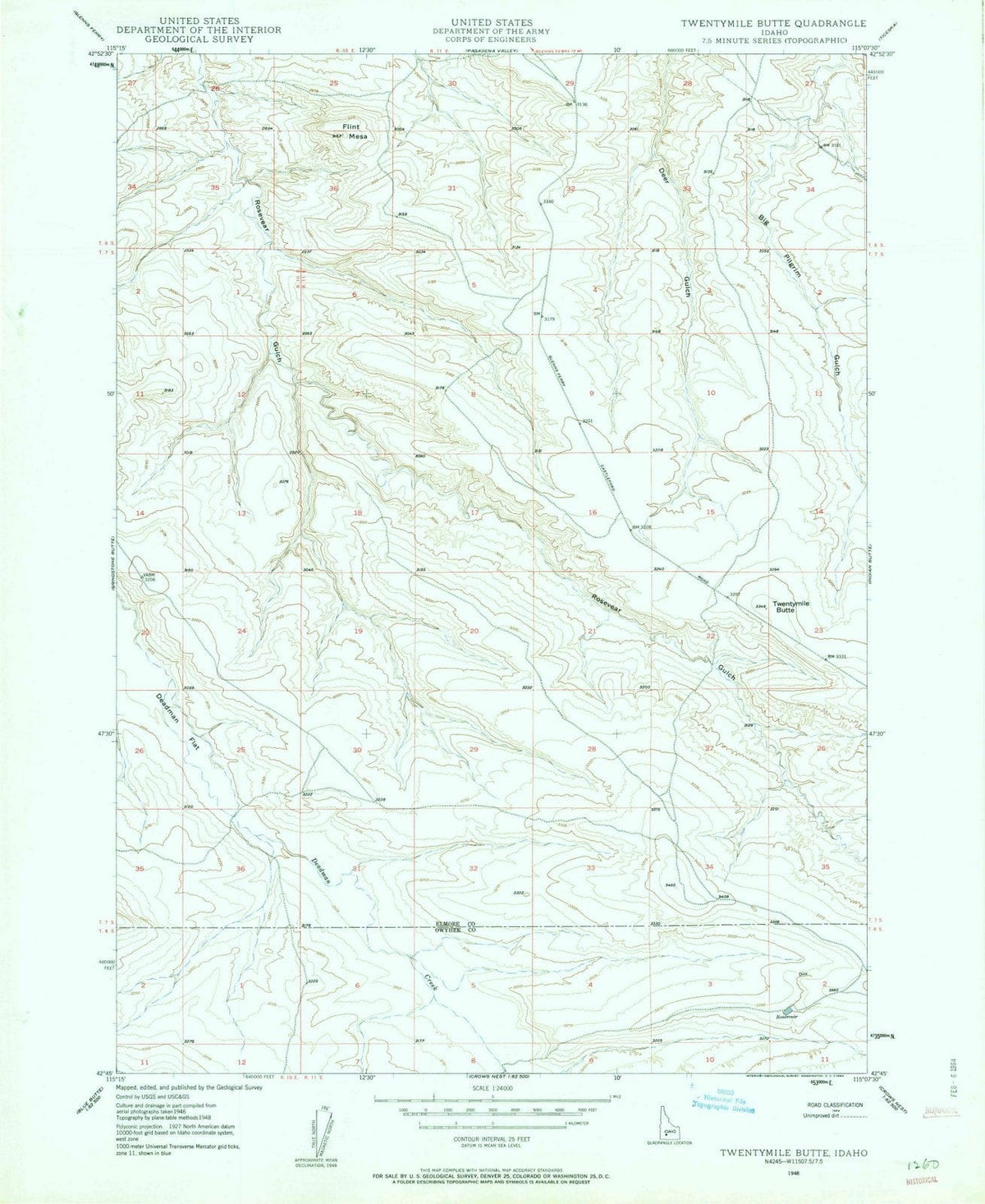 1948 Twentymile Butte, ID - Idaho - USGS Topographic Map