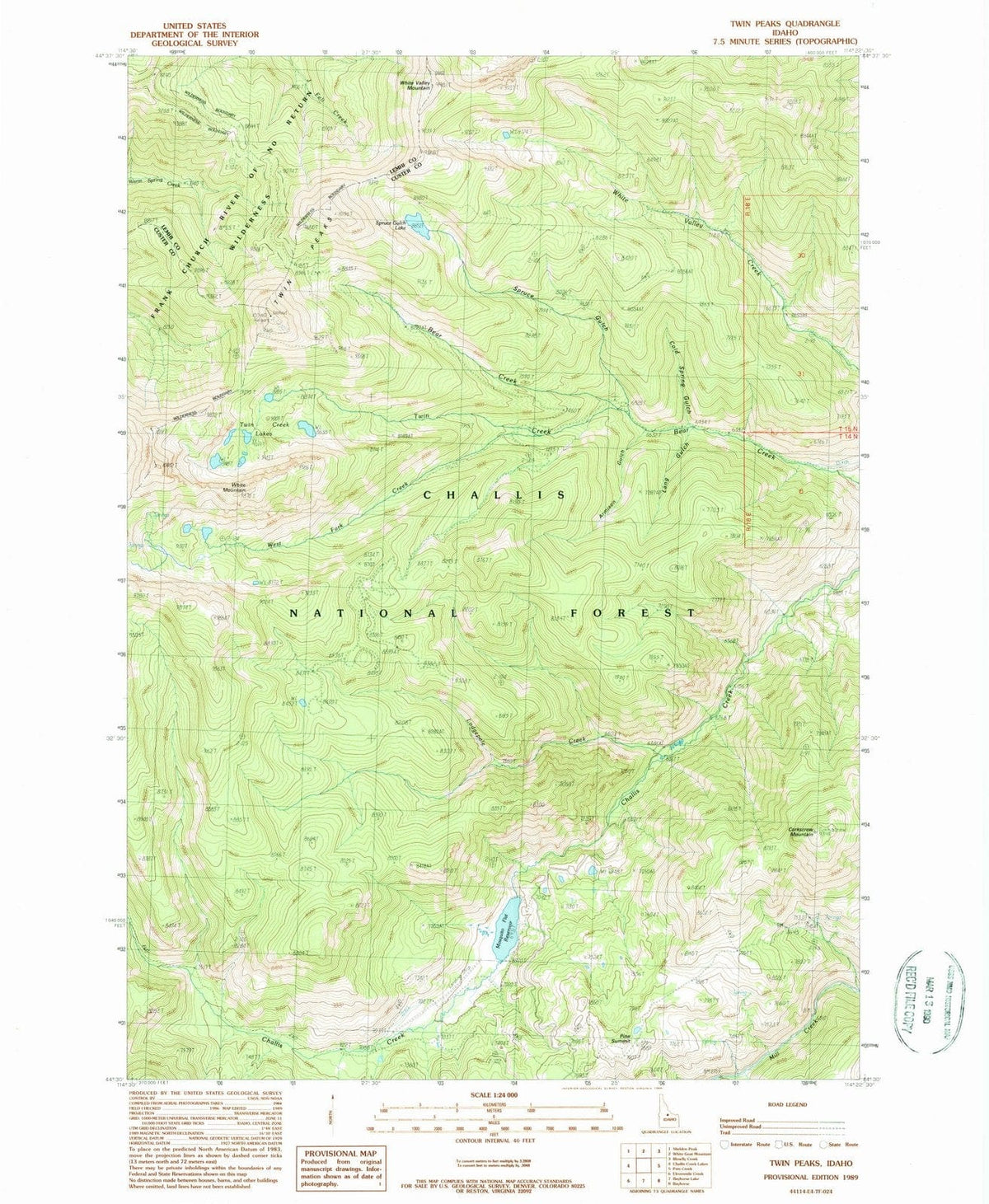 1989 Twin Peaks, ID - Idaho - USGS Topographic Map
