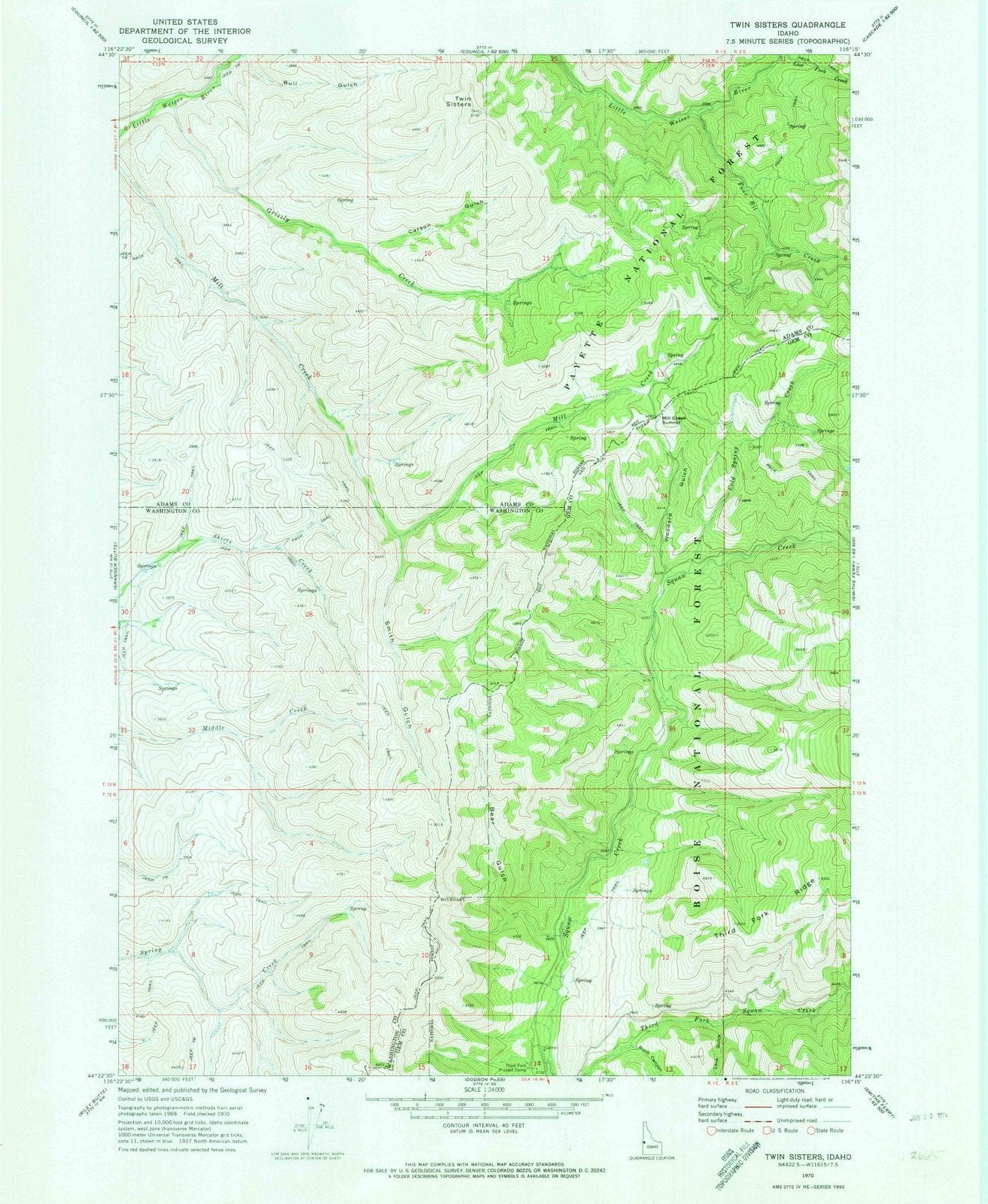 1970 Twin Sisters, ID - Idaho - USGS Topographic Map