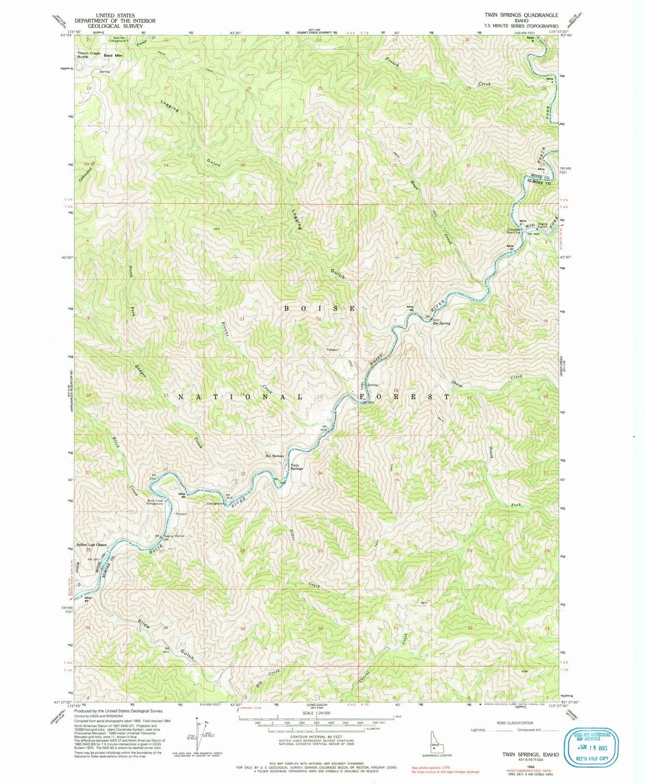 1964 Twin Springs, ID - Idaho - USGS Topographic Map