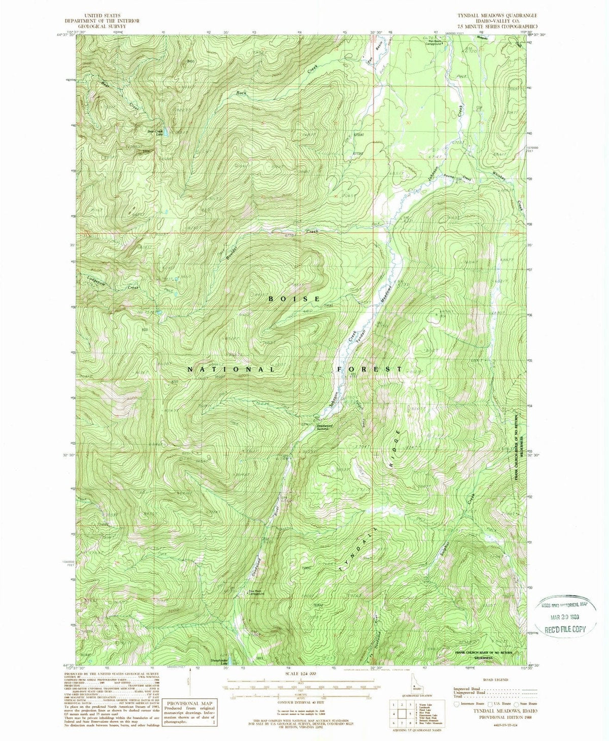 1988 Tyndall Meadows, ID - Idaho - USGS Topographic Map