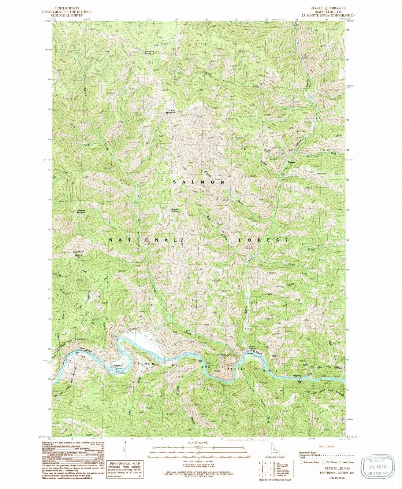 1991 Ulysses, ID - Idaho - USGS Topographic Map
