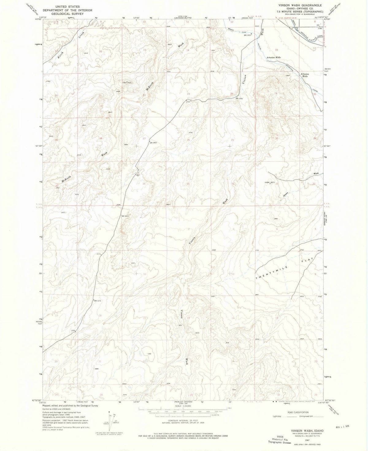 1947 Vinson Wash, ID - Idaho - USGS Topographic Map
