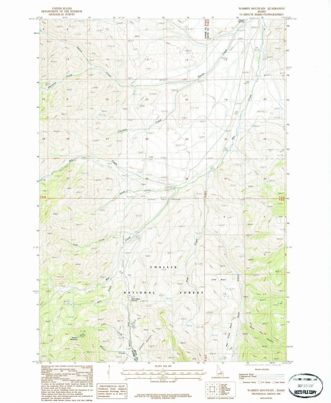 1987 Warren Mountain, ID - Idaho - USGS Topographic Map