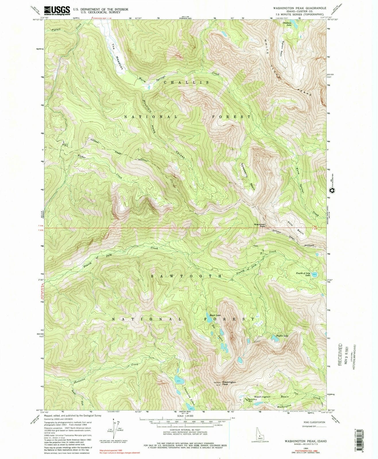 1964 Washington Peak, ID - Idaho - USGS Topographic Map