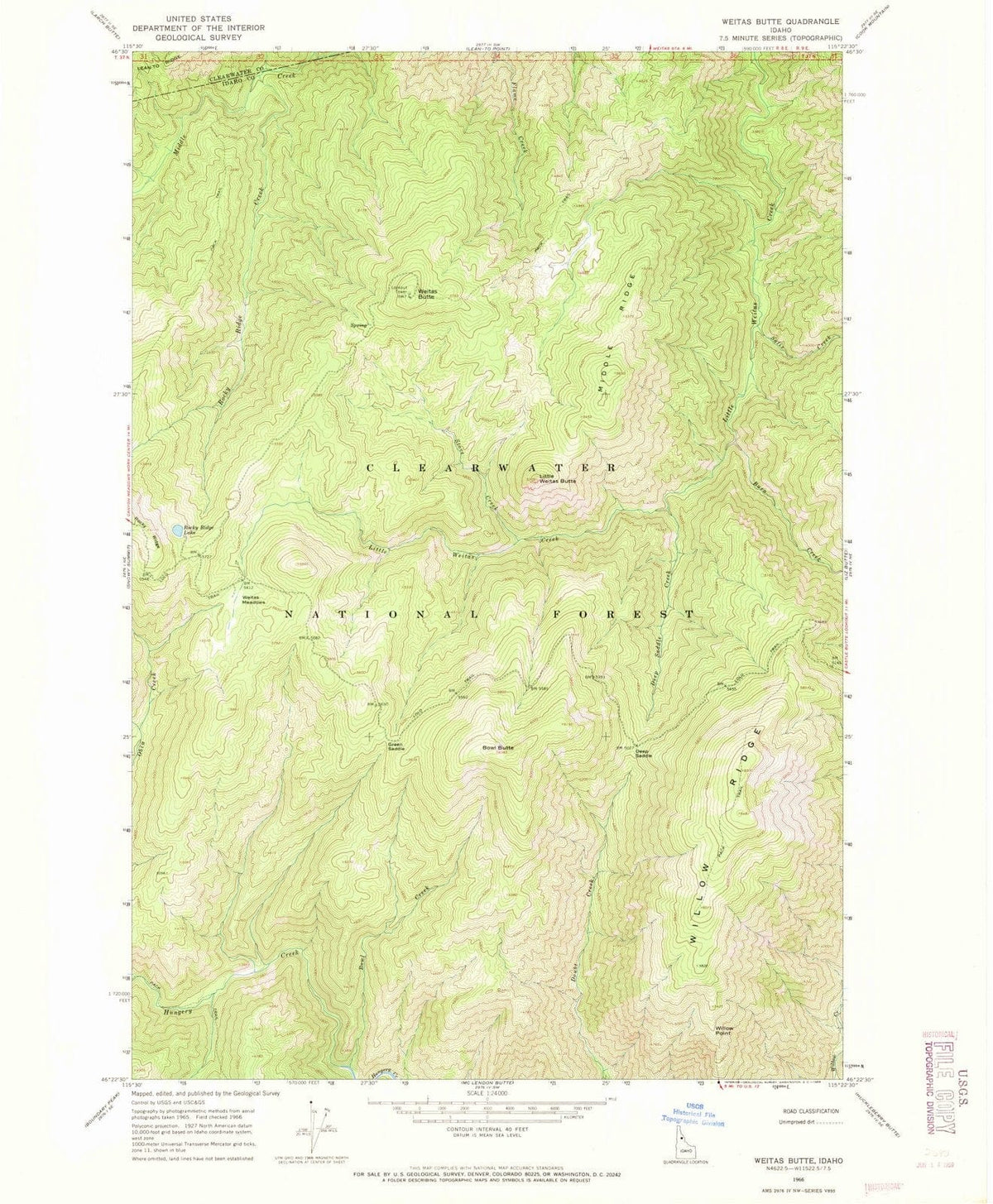 1966 Weitas Butte, ID - Idaho - USGS Topographic Map