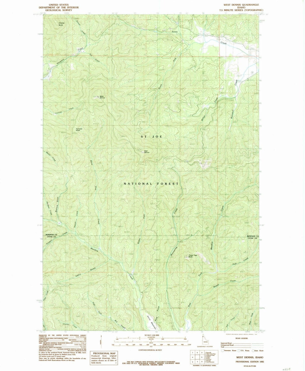 1985 Westennis, ID - Idaho - USGS Topographic Map