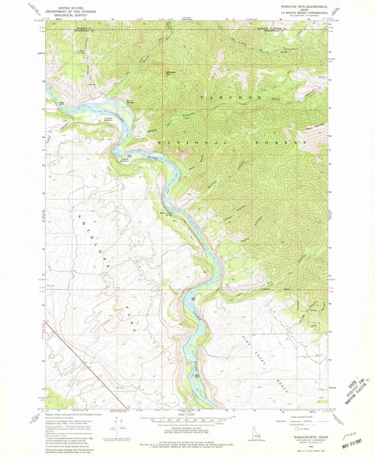 1966 Wheaton Mountain, ID - Idaho - USGS Topographic Map