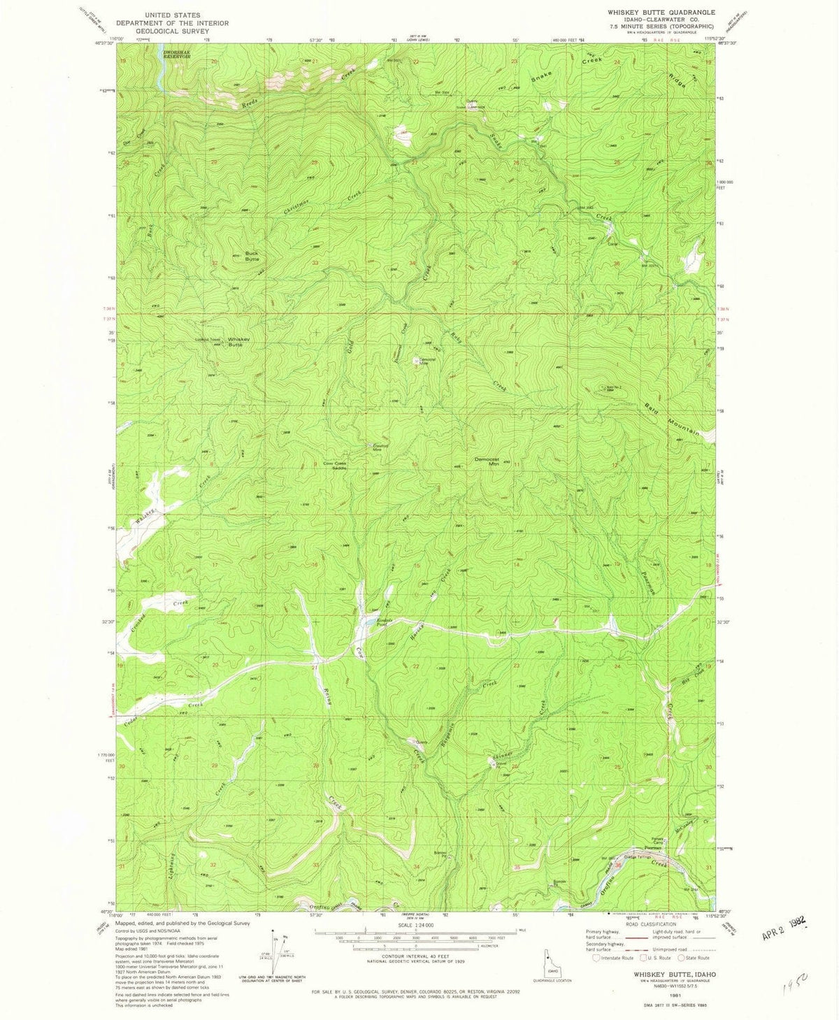1981 Whiskey Butte, ID - Idaho - USGS Topographic Map