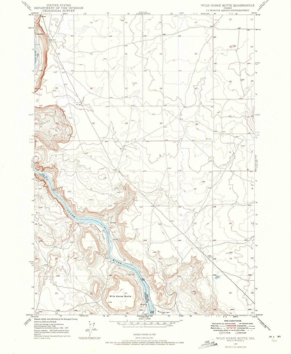 1947 Wild Horse Butte, ID - Idaho - USGS Topographic Map