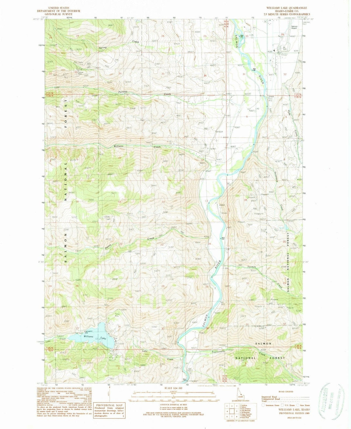1989 Williams Lake, ID - Idaho - USGS Topographic Map