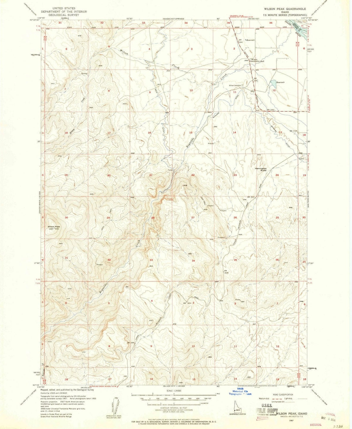 1957 Wilson Peak, ID - Idaho - USGS Topographic Map