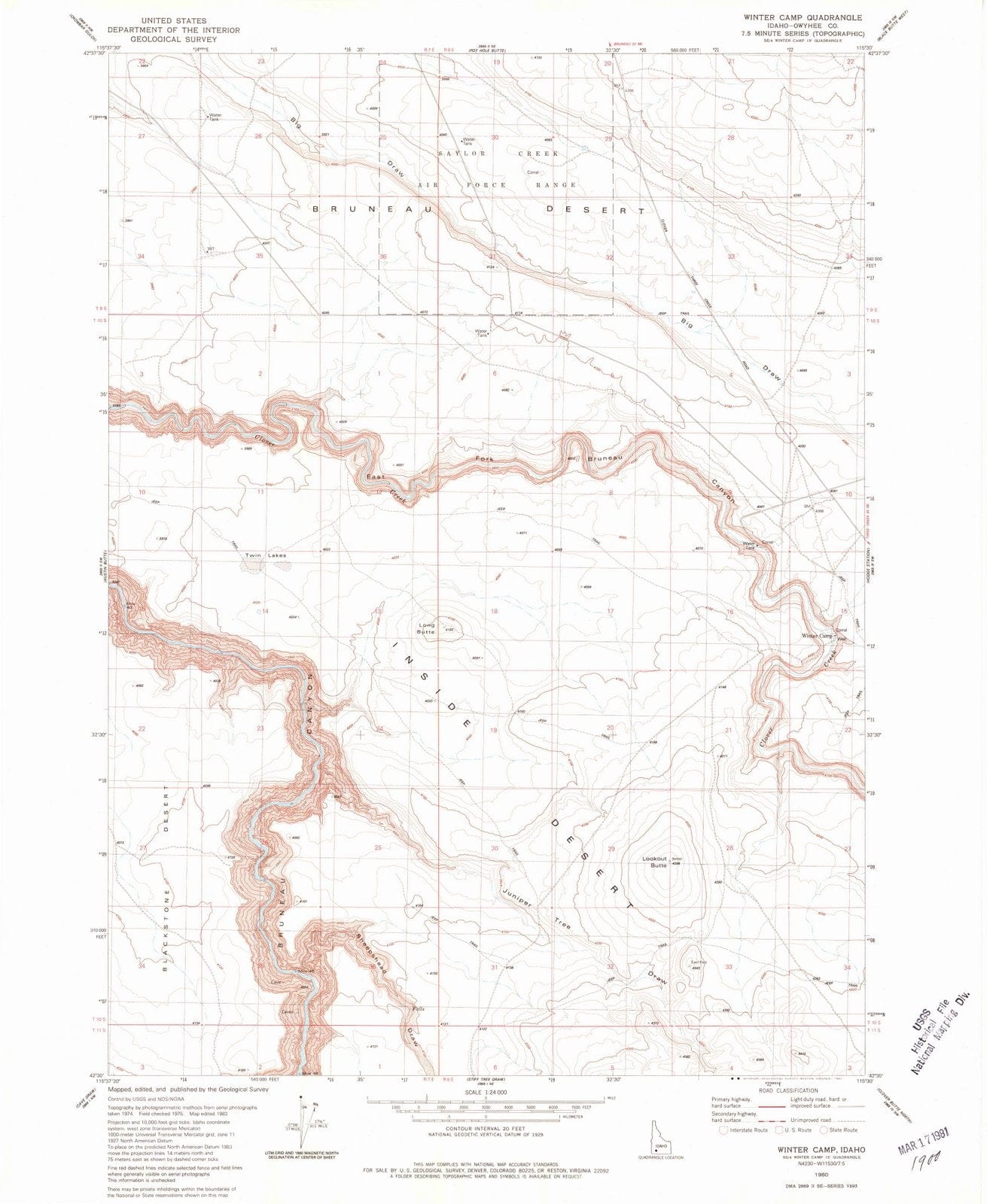 1980 Winter Camp, ID - Idaho - USGS Topographic Map
