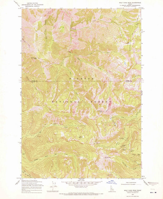 1969 Wolf Fang Peak, ID - Idaho - USGS Topographic Map