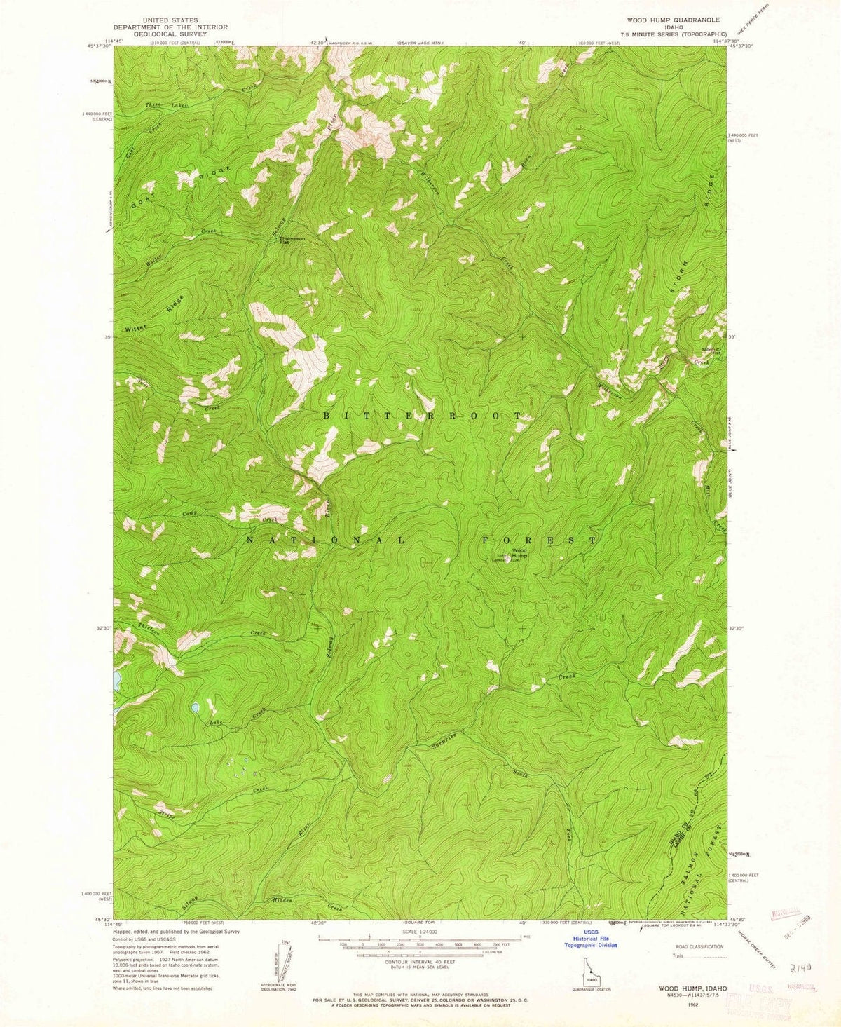 1962 Wood Hump, ID - Idaho - USGS Topographic Map