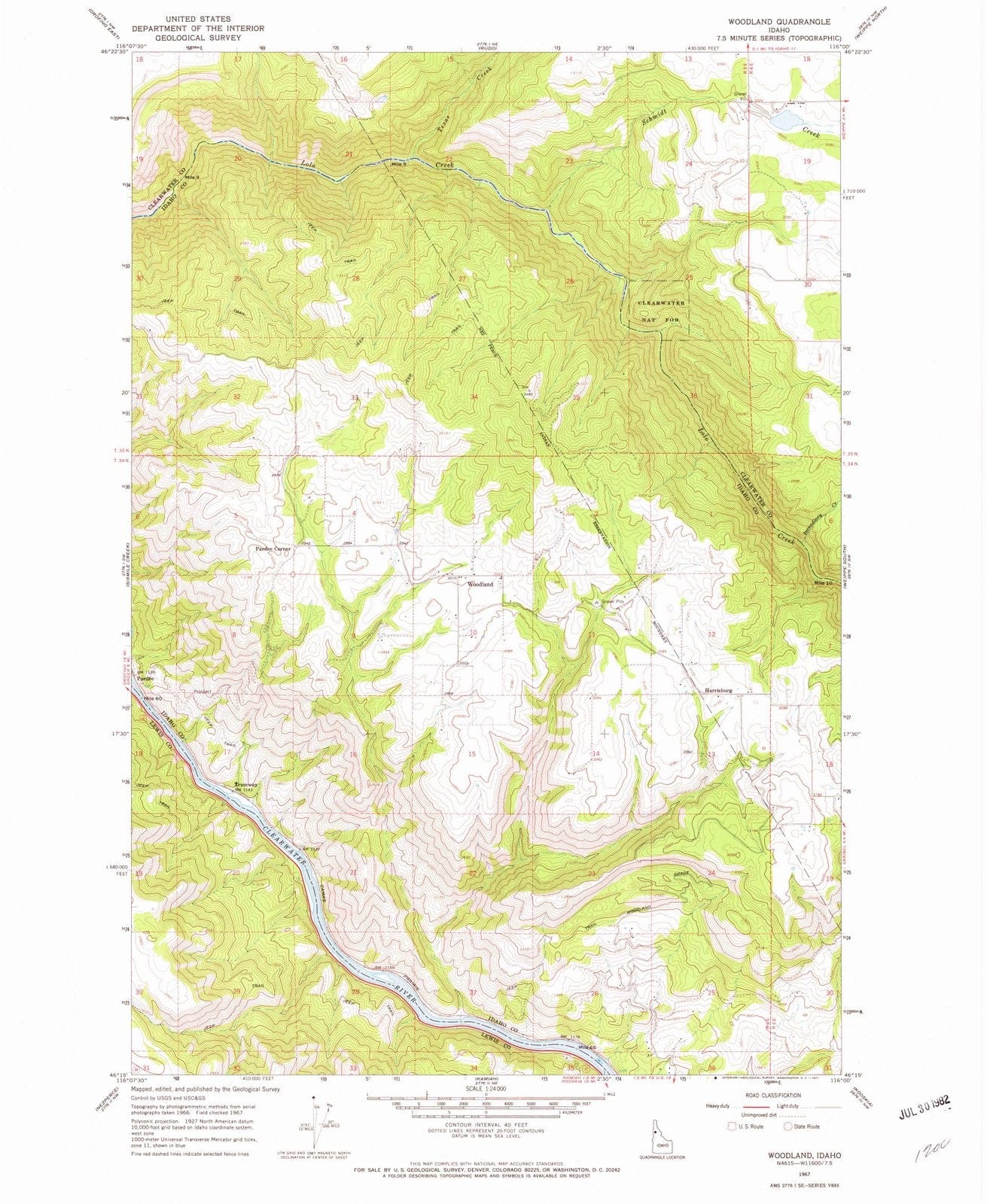 1967 Woodland, ID - Idaho - USGS Topographic Map