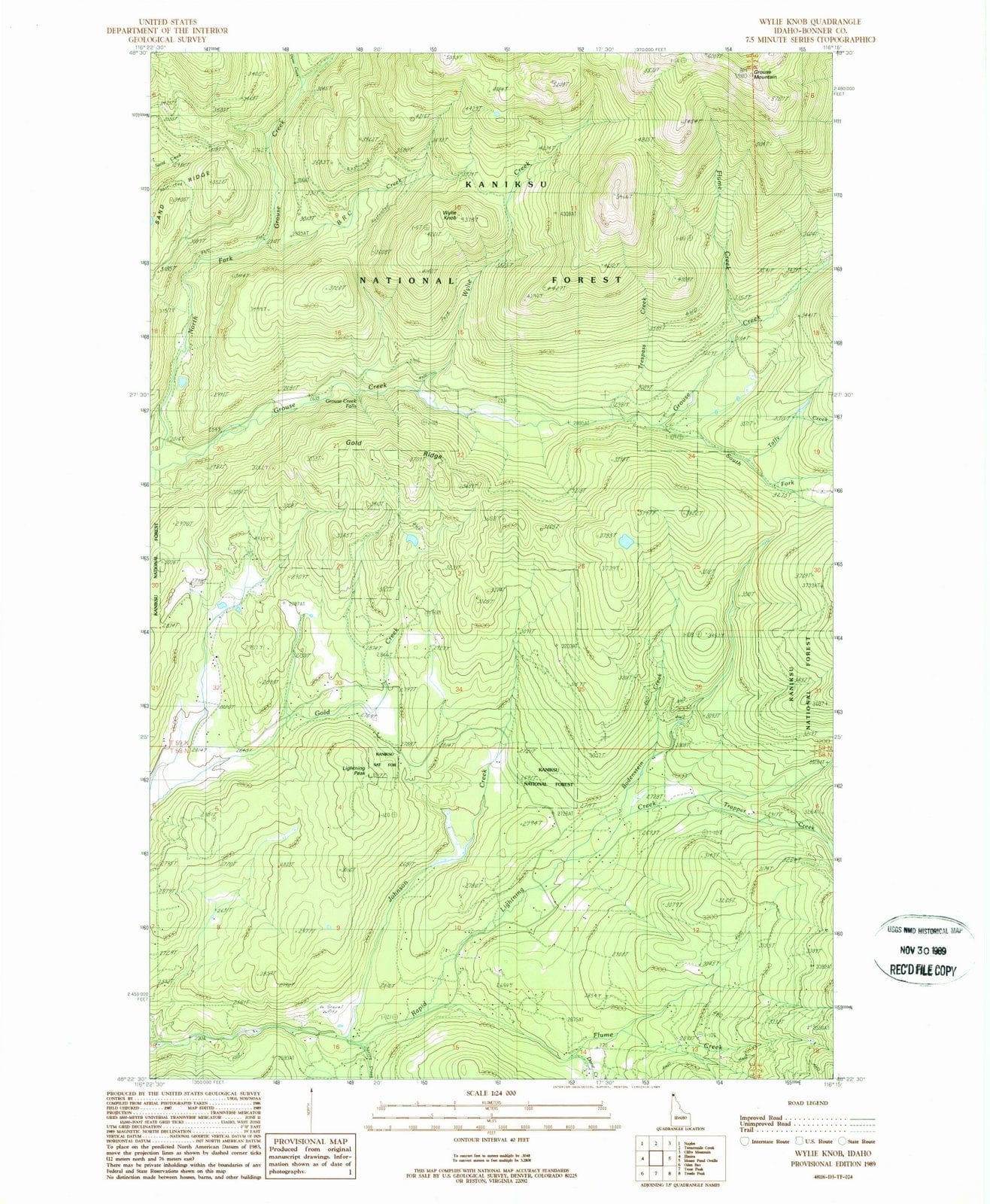 1989 Wylie Knob, ID - Idaho - USGS Topographic Map