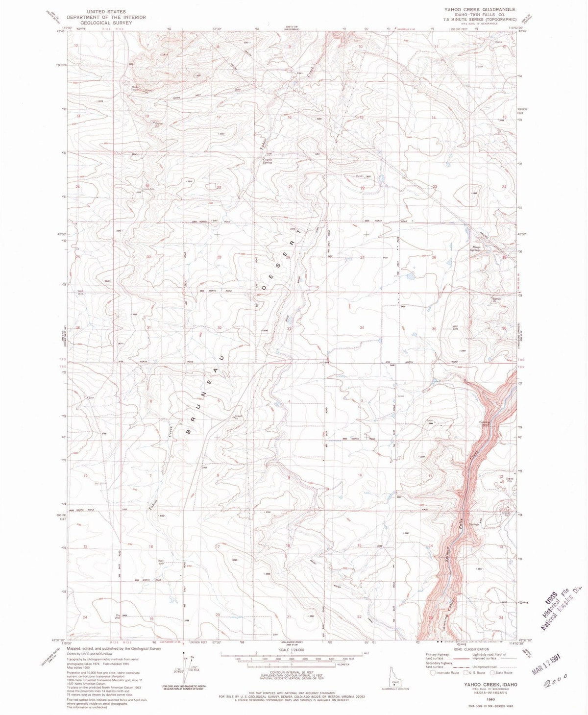 1980 Yahoo Creek, ID - Idaho - USGS Topographic Map