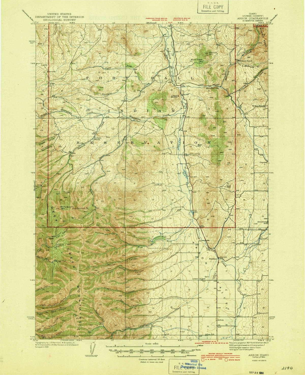 1944 Arbon, ID - Idaho - USGS Topographic Map