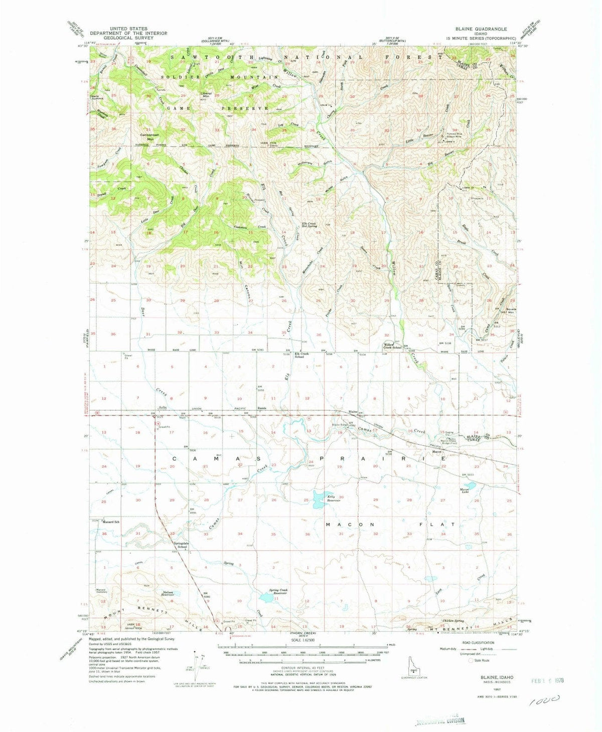1957 Blaine, ID - Idaho - USGS Topographic Map