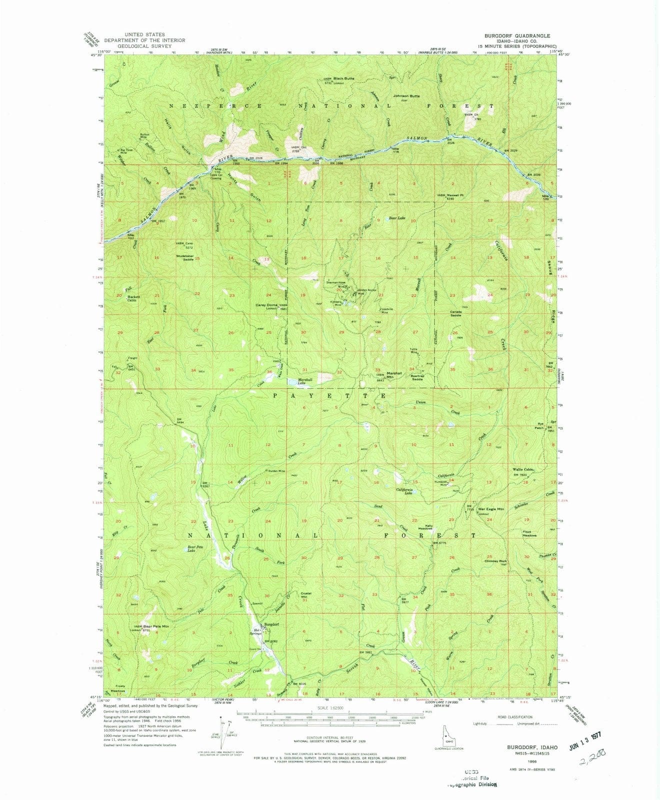 1956 Burgdorf, ID - Idaho - USGS Topographic Map