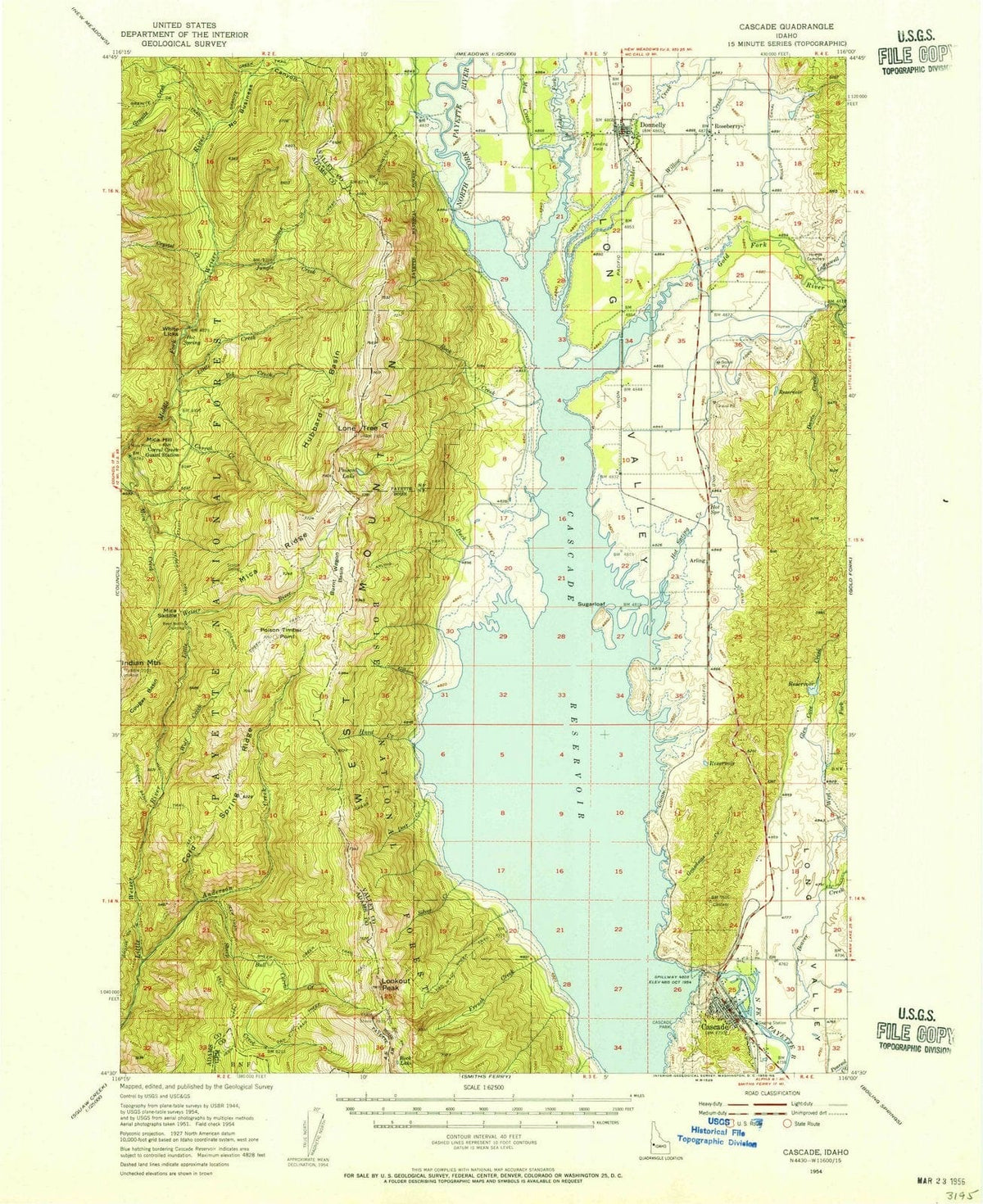 1954 Cascade, ID - Idaho - USGS Topographic Map