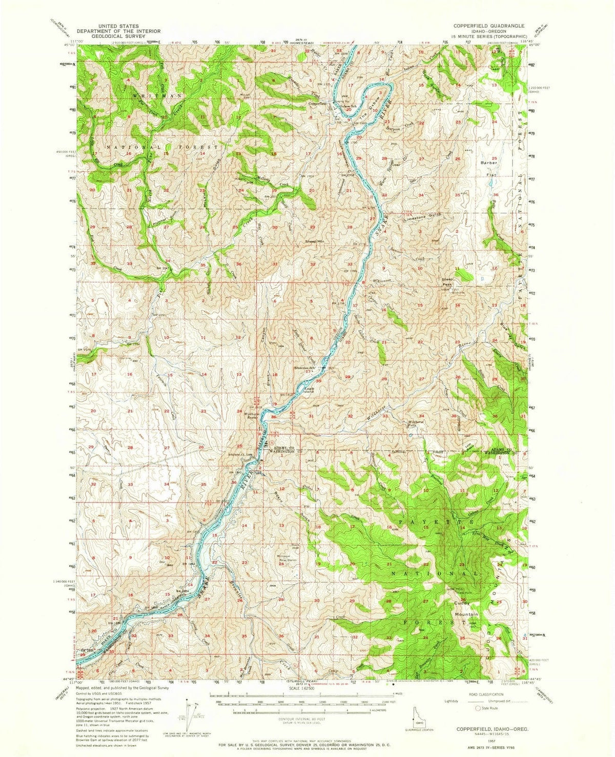 1957 Copperfield, OR - Oregon - USGS Topographic Map