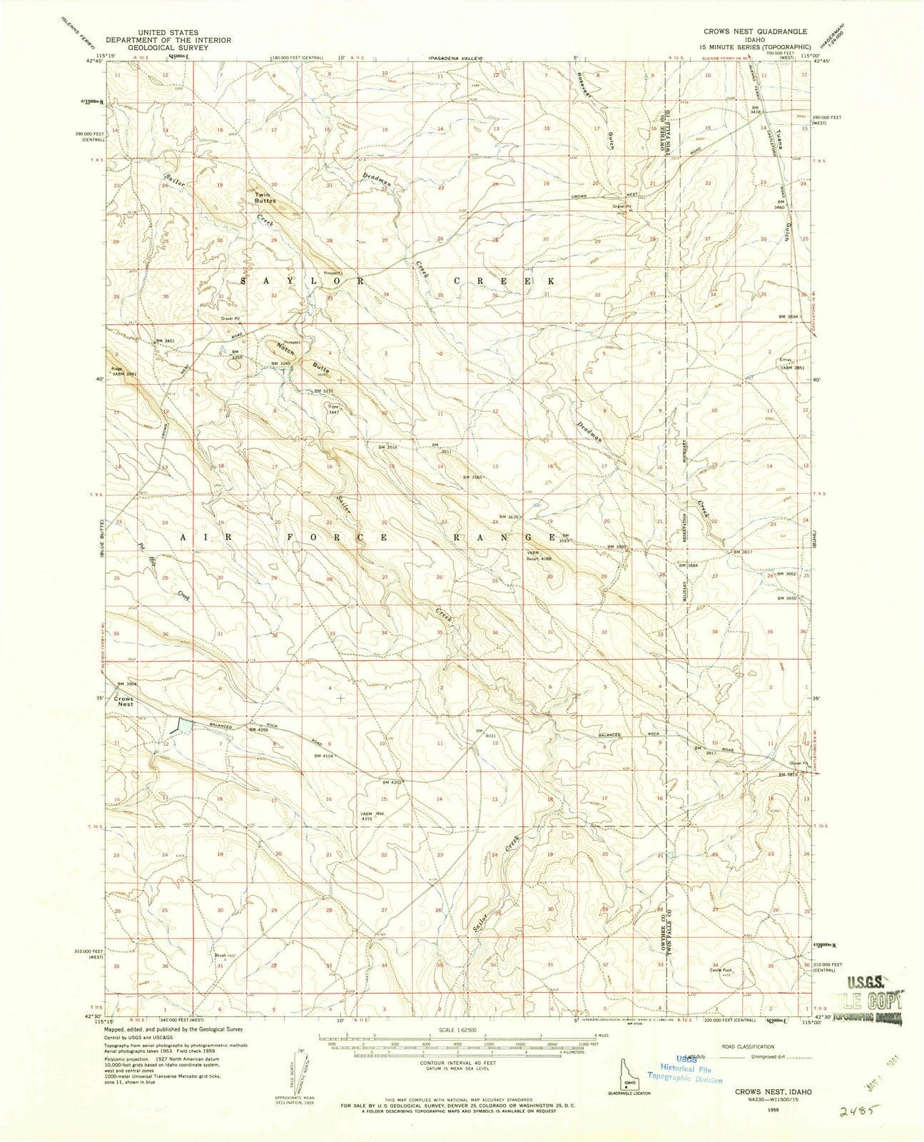 1959 Crowsst, ID - Idaho - USGS Topographic Map