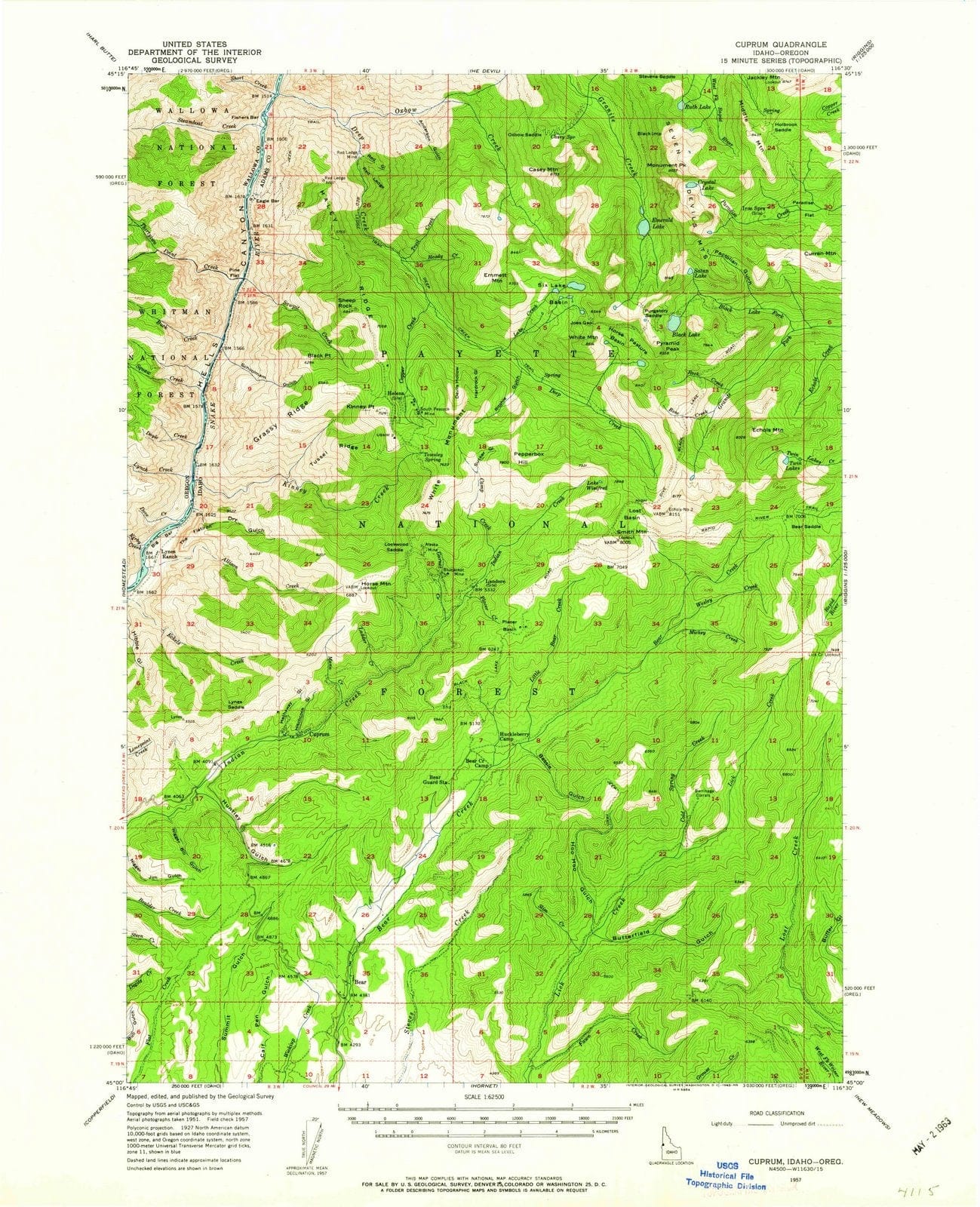 1957 Cuprum, ID - Idaho - USGS Topographic Map