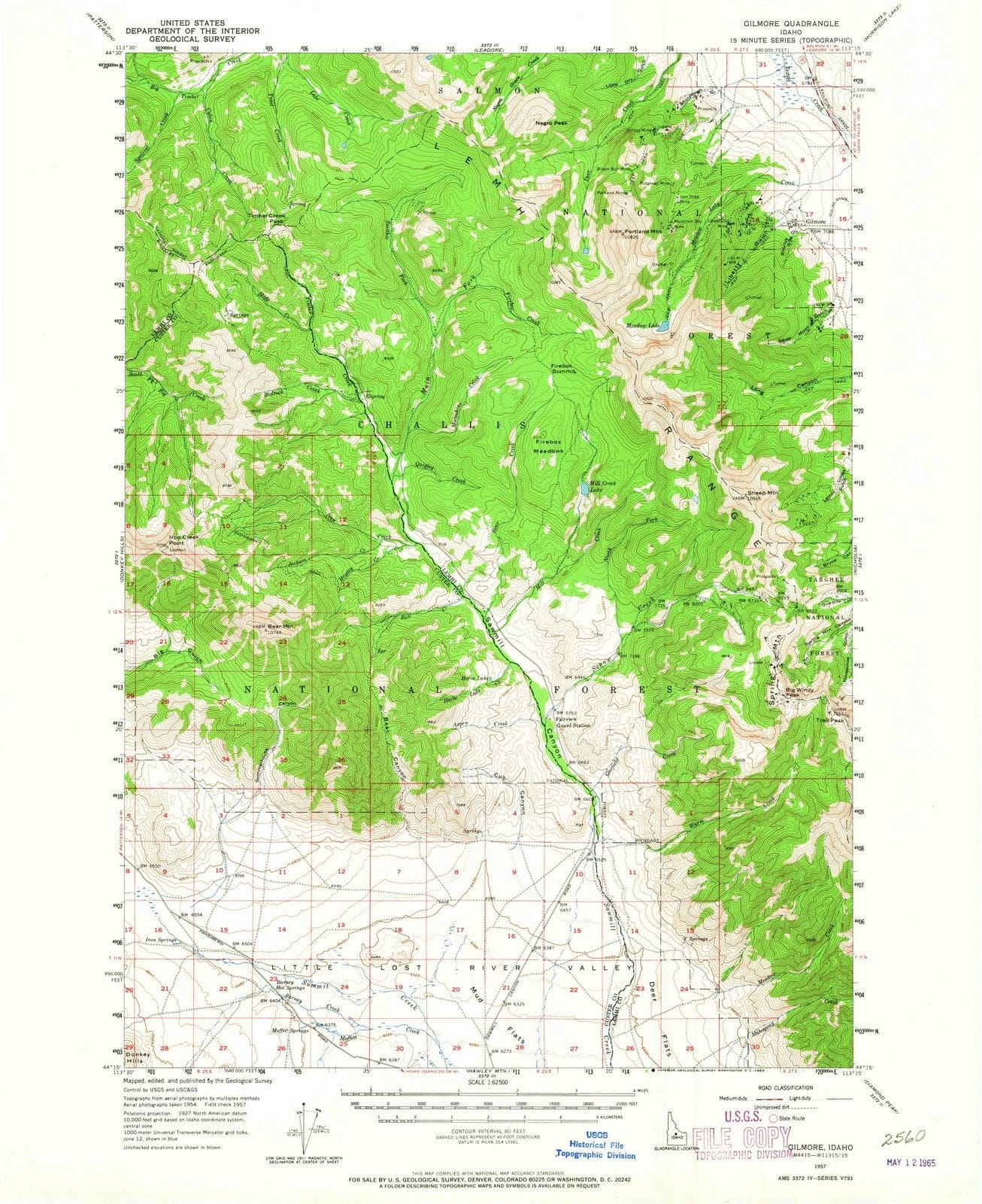 1957 Gilmore, ID - Idaho - USGS Topographic Map
