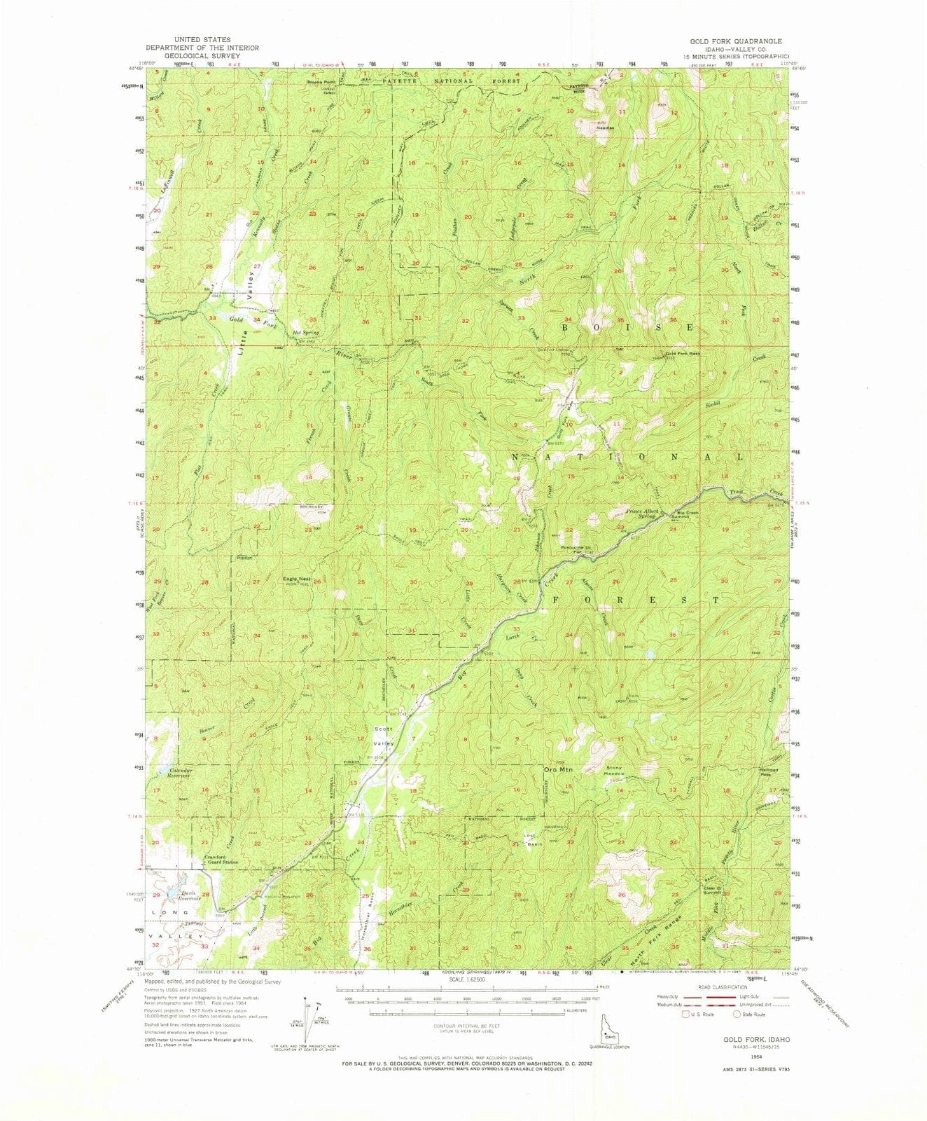1954 Gold Fork, ID - Idaho - USGS Topographic Map