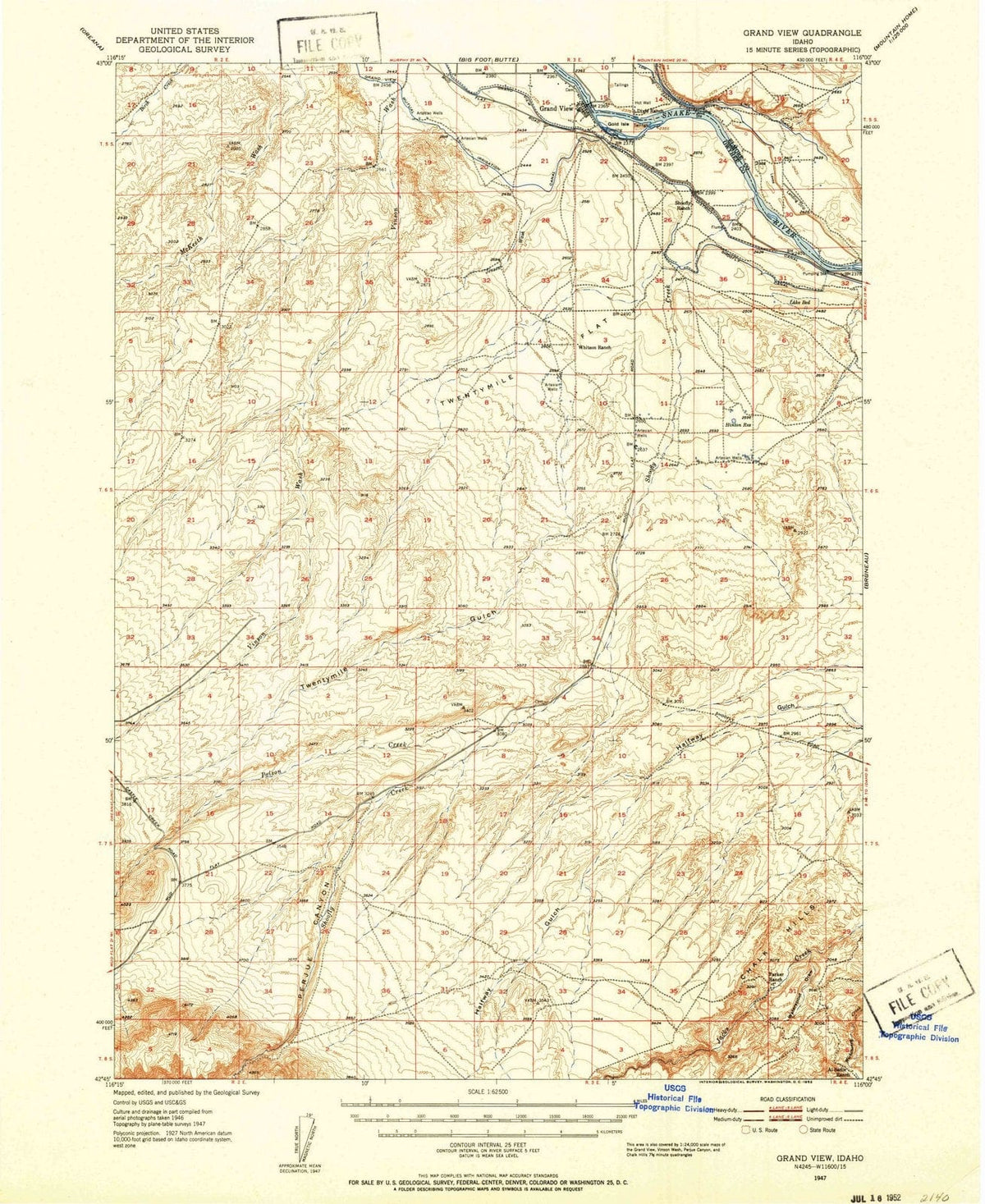 1947 Grand View, ID - Idaho - USGS Topographic Map v2