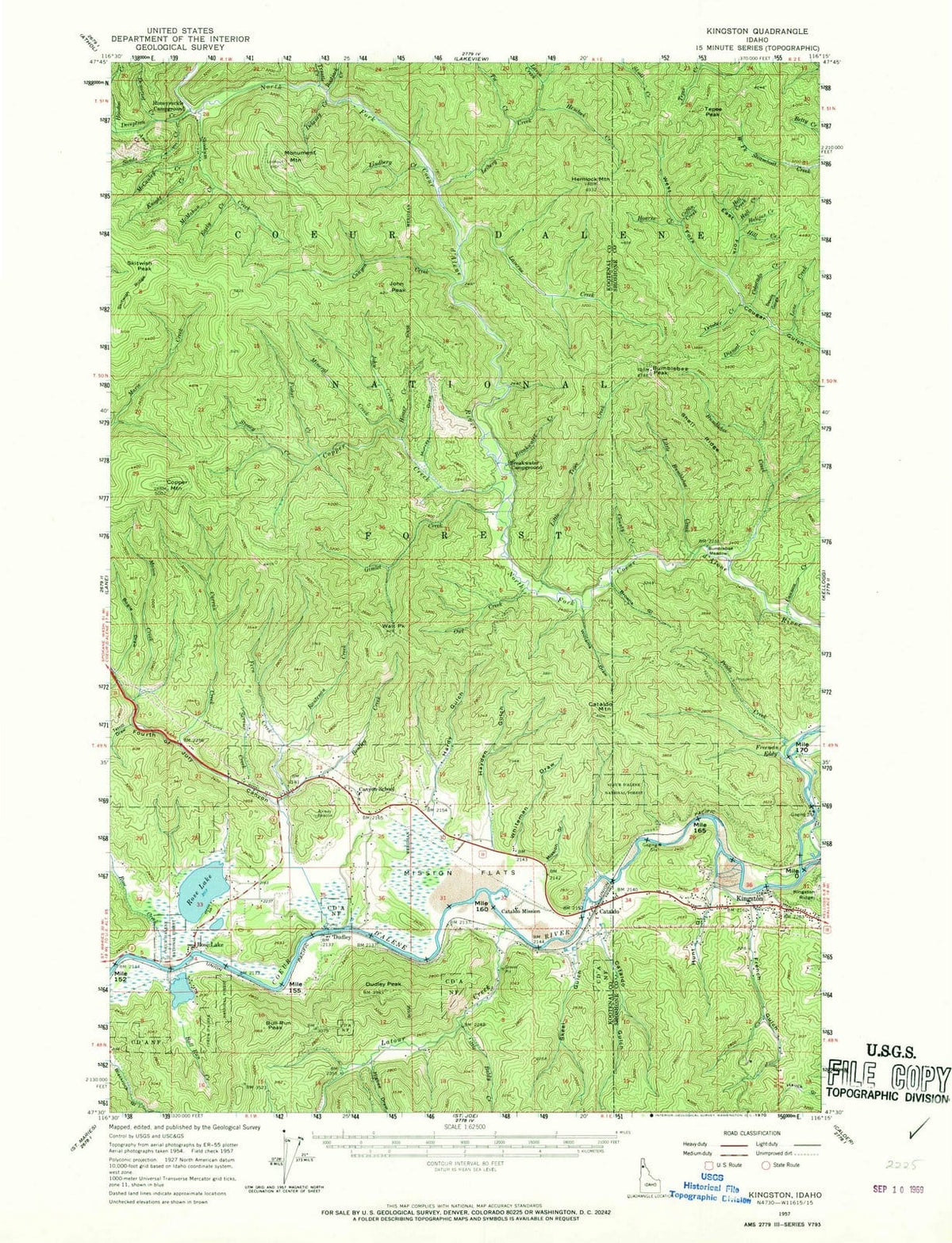 1957 Kingston, ID - Idaho - USGS Topographic Map