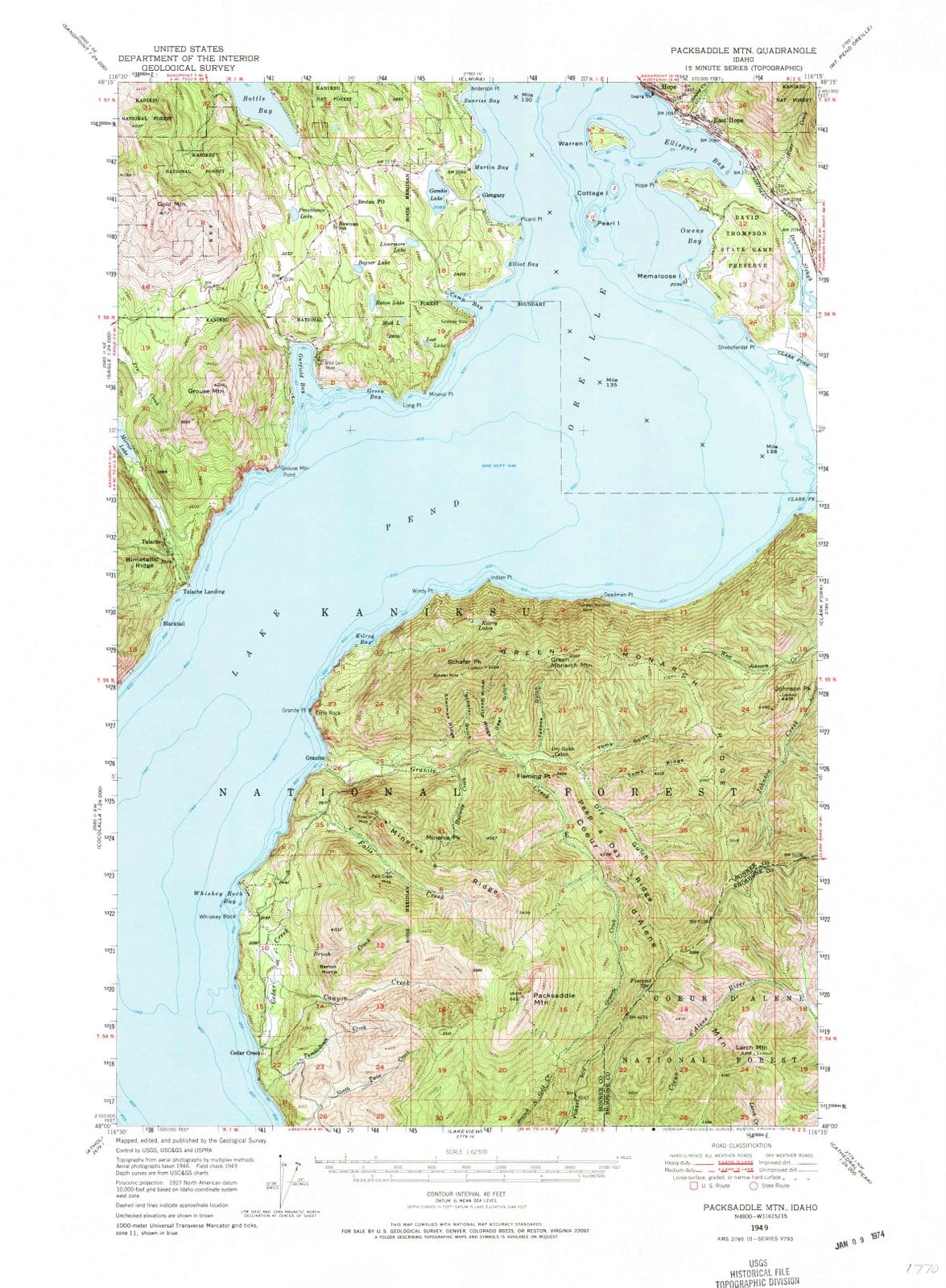1949 Packsaddle MTN, ID - Idaho - USGS Topographic Map