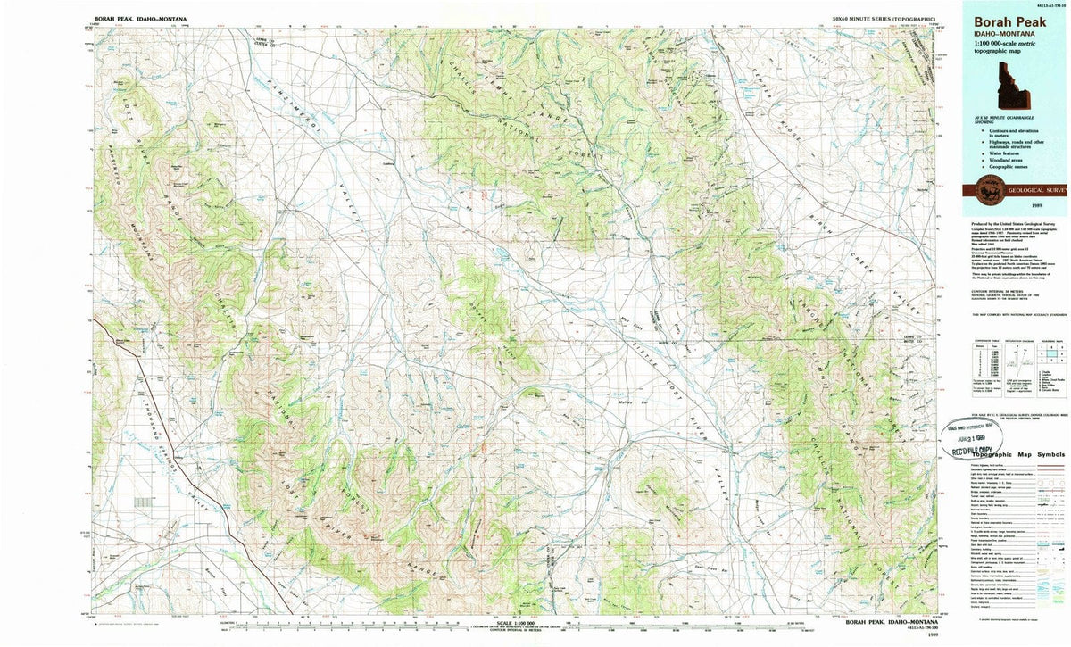 1989 Borah Peak, ID - Idaho - USGS Topographic Map