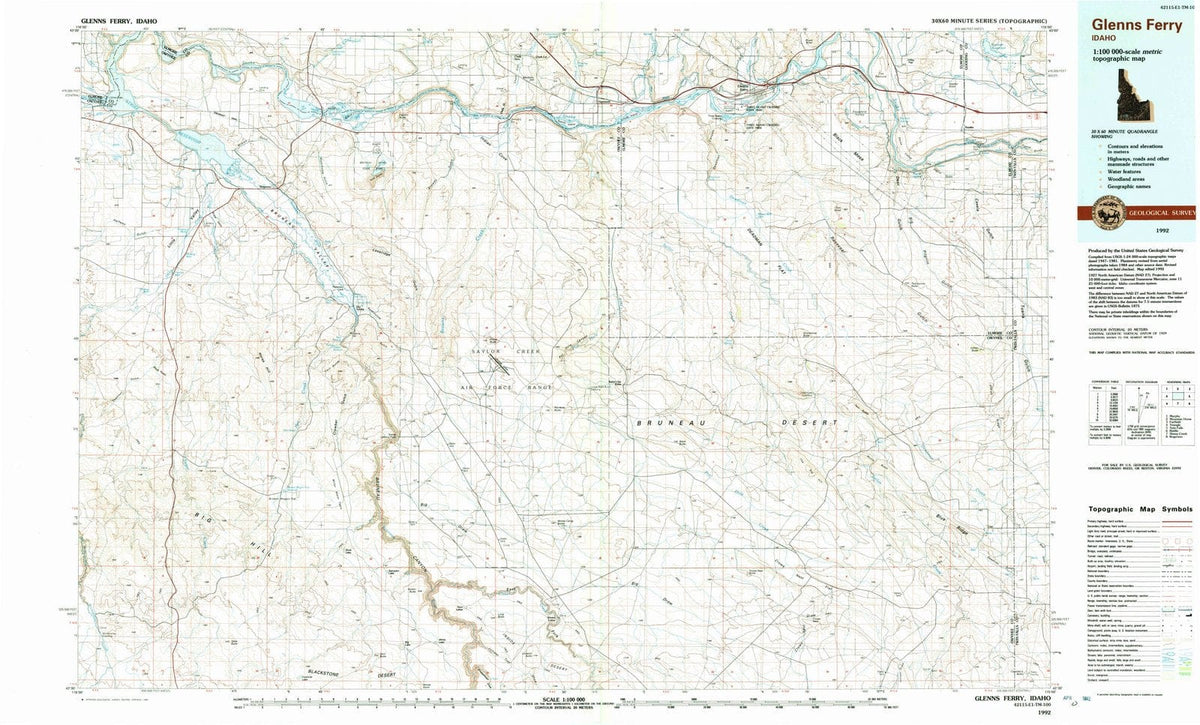 1992 Glenns Ferry, ID - Idaho - USGS Topographic Map