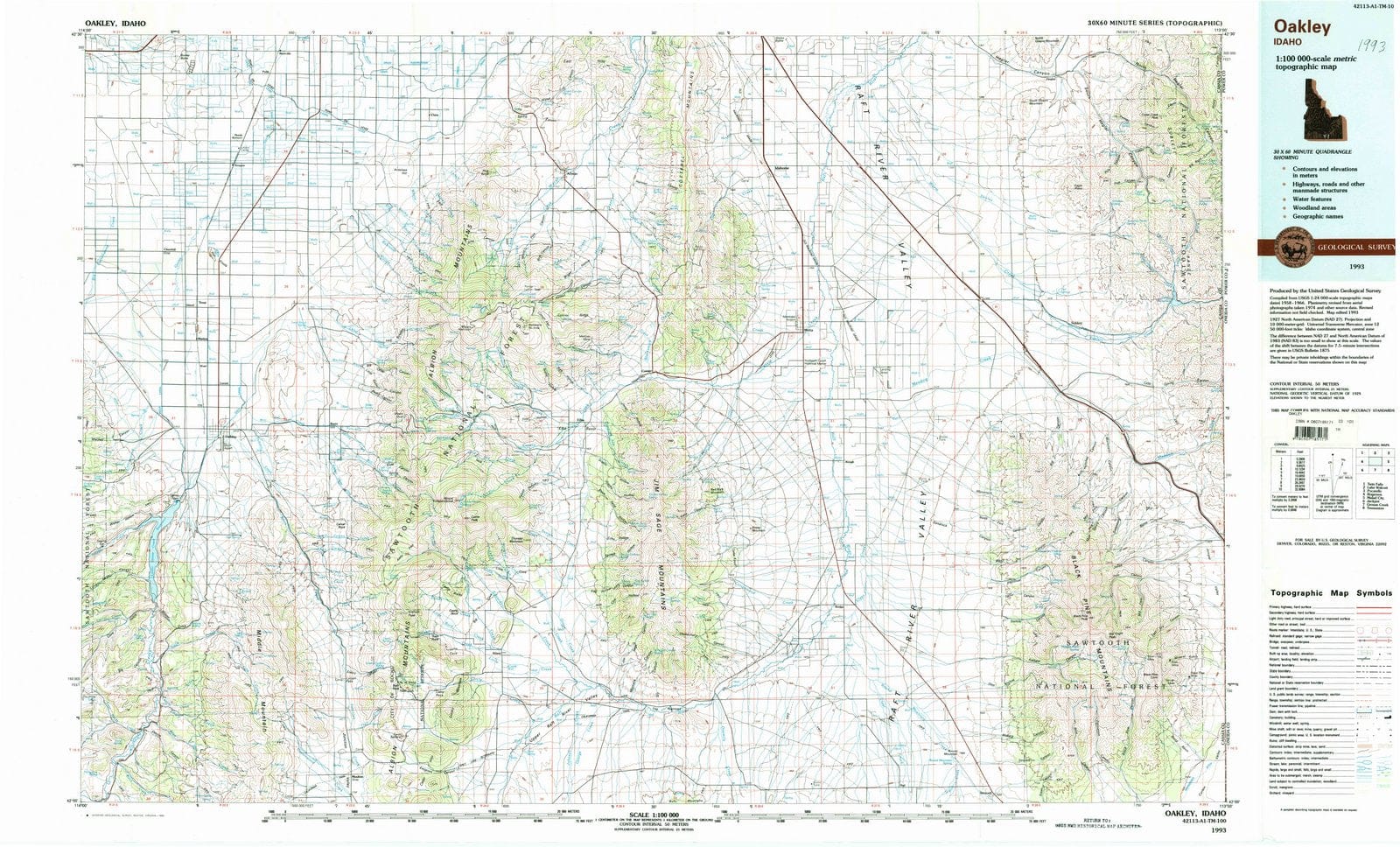 1993 Oakley, ID - Idaho - USGS Topographic Map