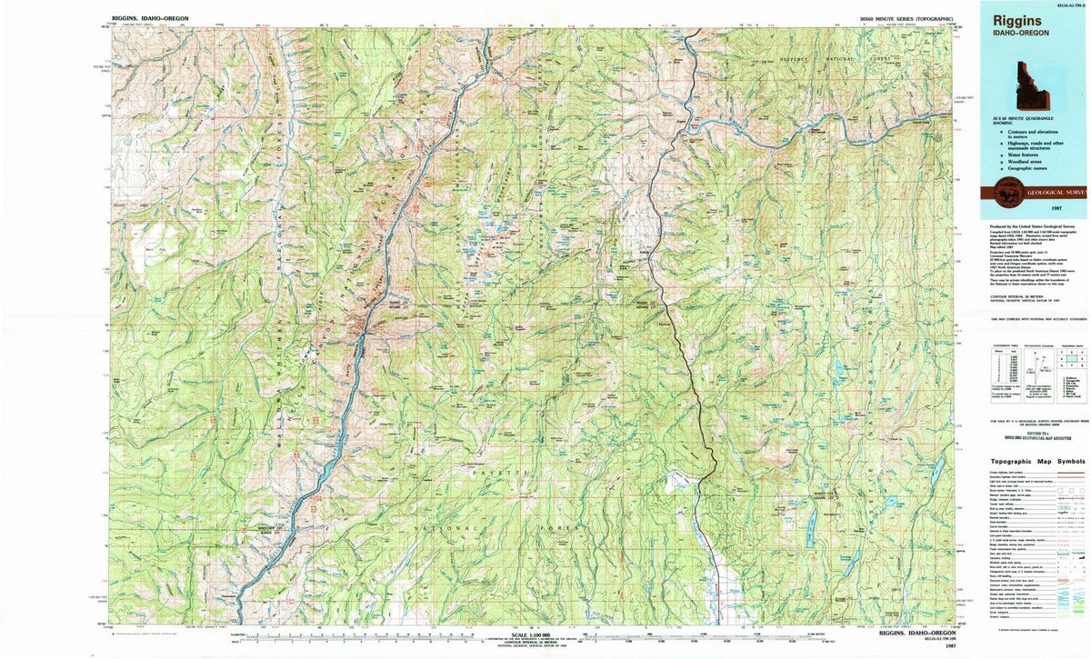 1987 Riggins, ID - Idaho - USGS Topographic Map