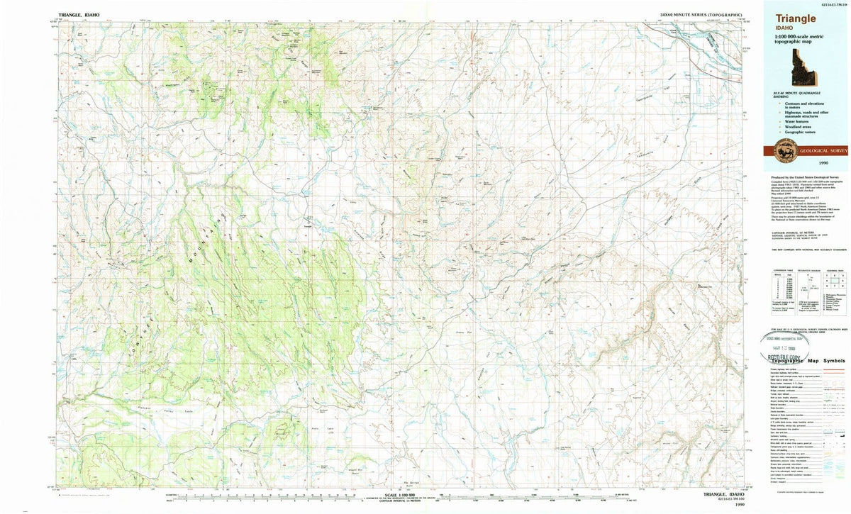 1990 Triangle, ID - Idaho - USGS Topographic Map
