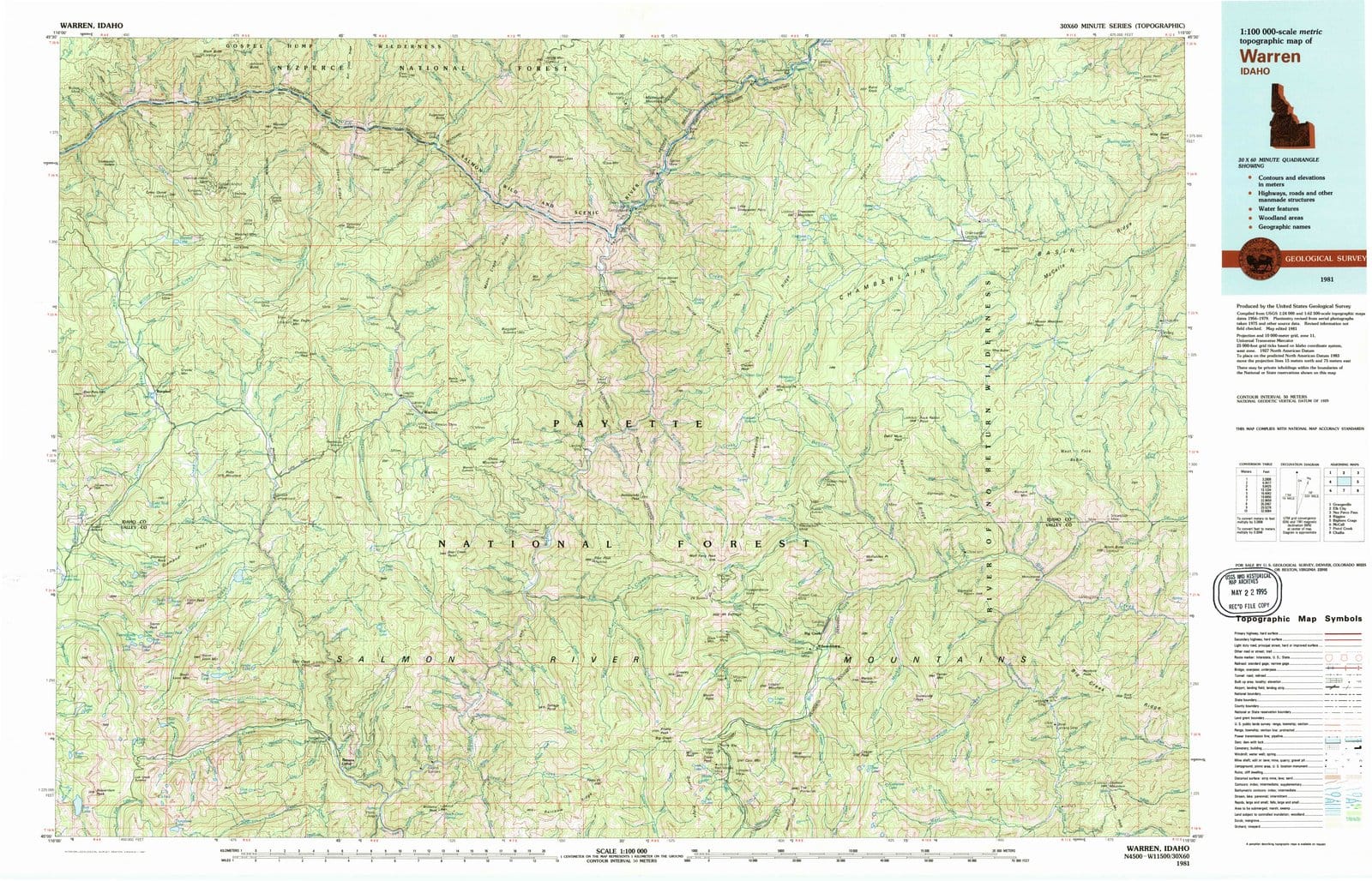 1981 Warren, ID - Idaho - USGS Topographic Map