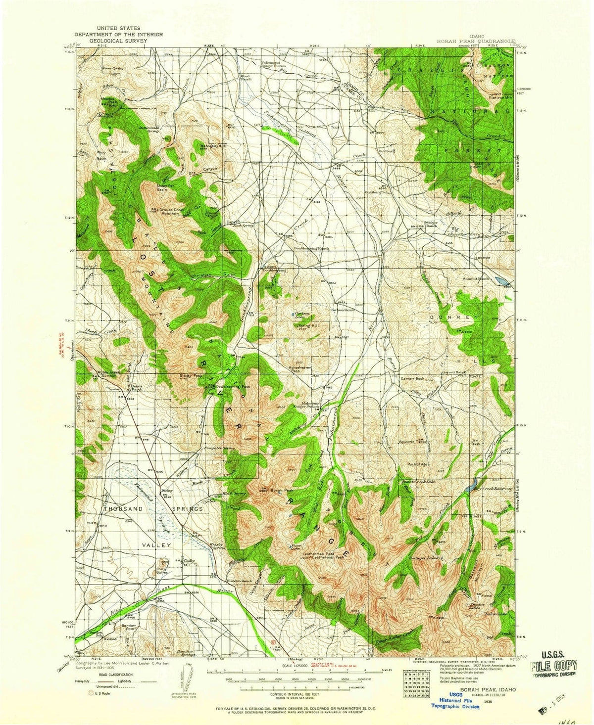 1935 Borah Peak, ID - Idaho - USGS Topographic Map