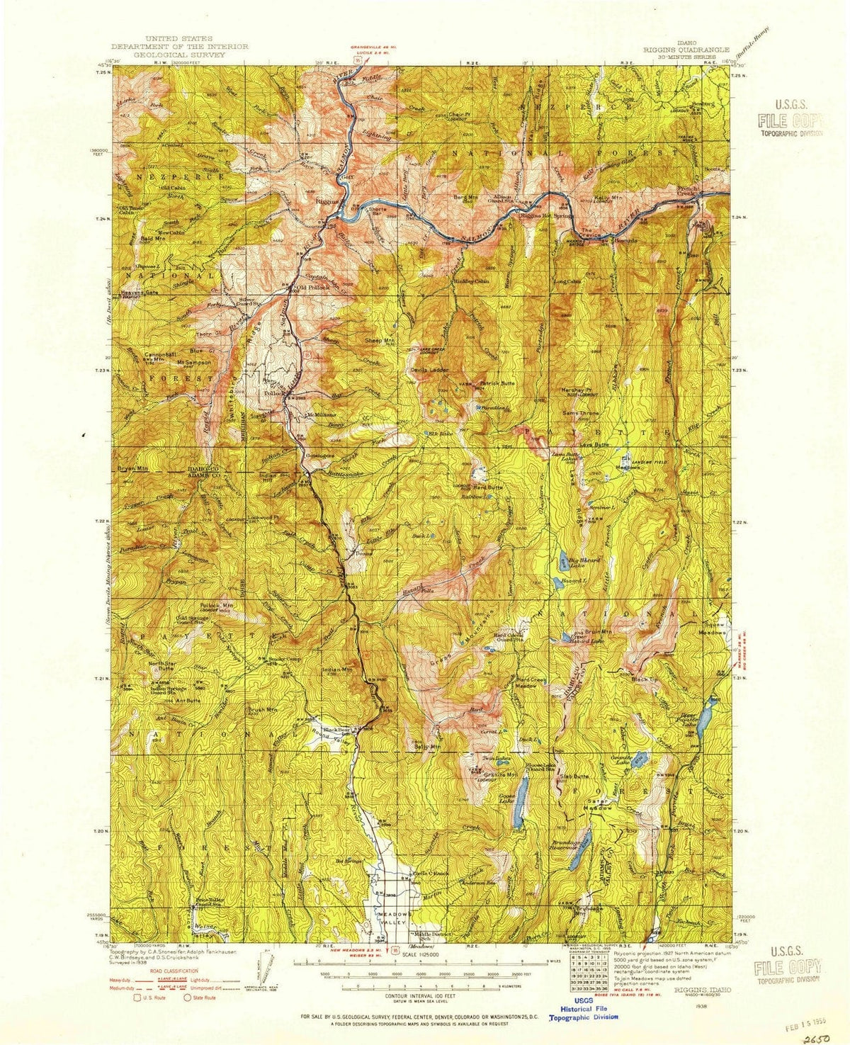 1938 Riggins, ID - Idaho - USGS Topographic Map